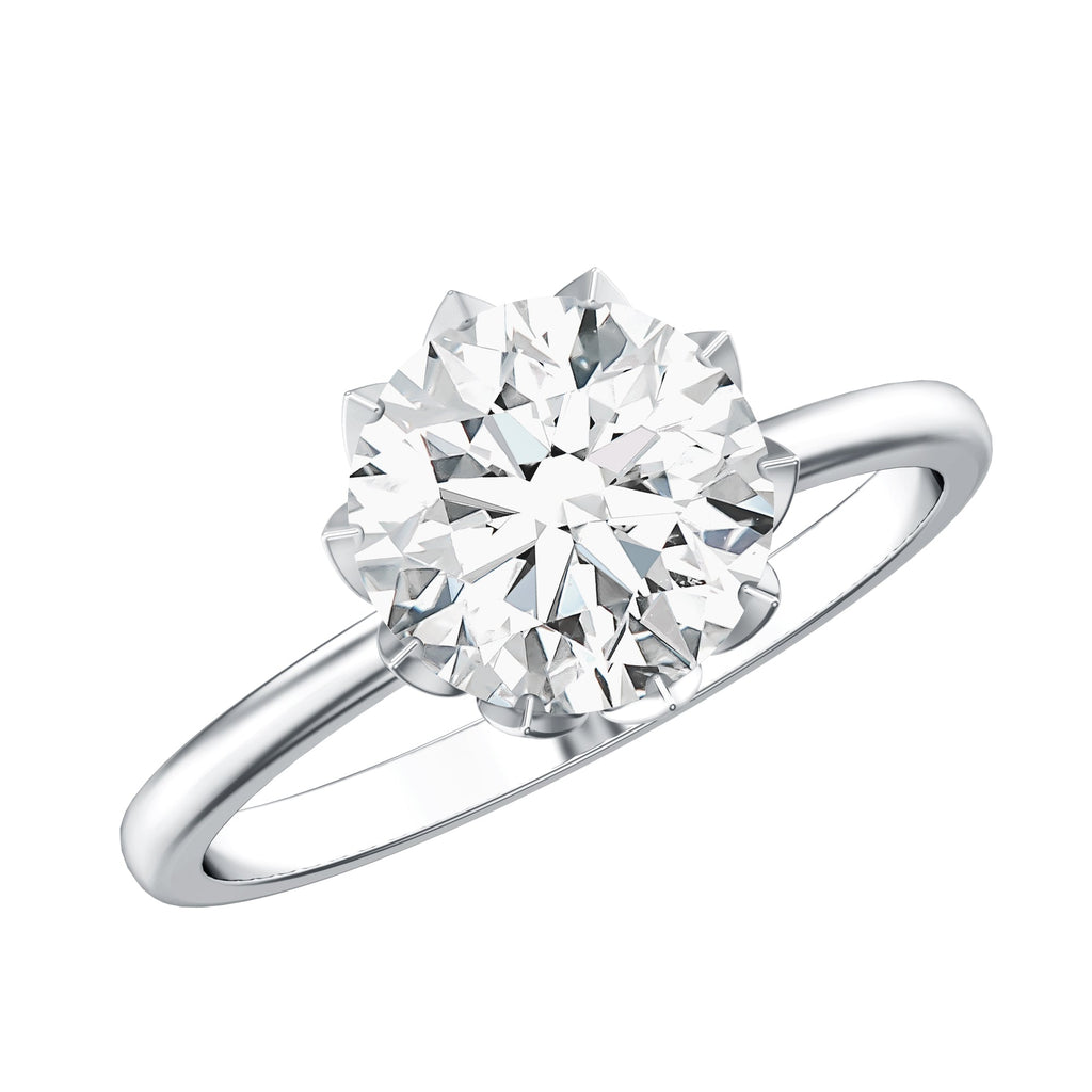 Lab Grown Diamond Ring - 3 Carat Lotus Basket Setting | IGI Certified Solitaire