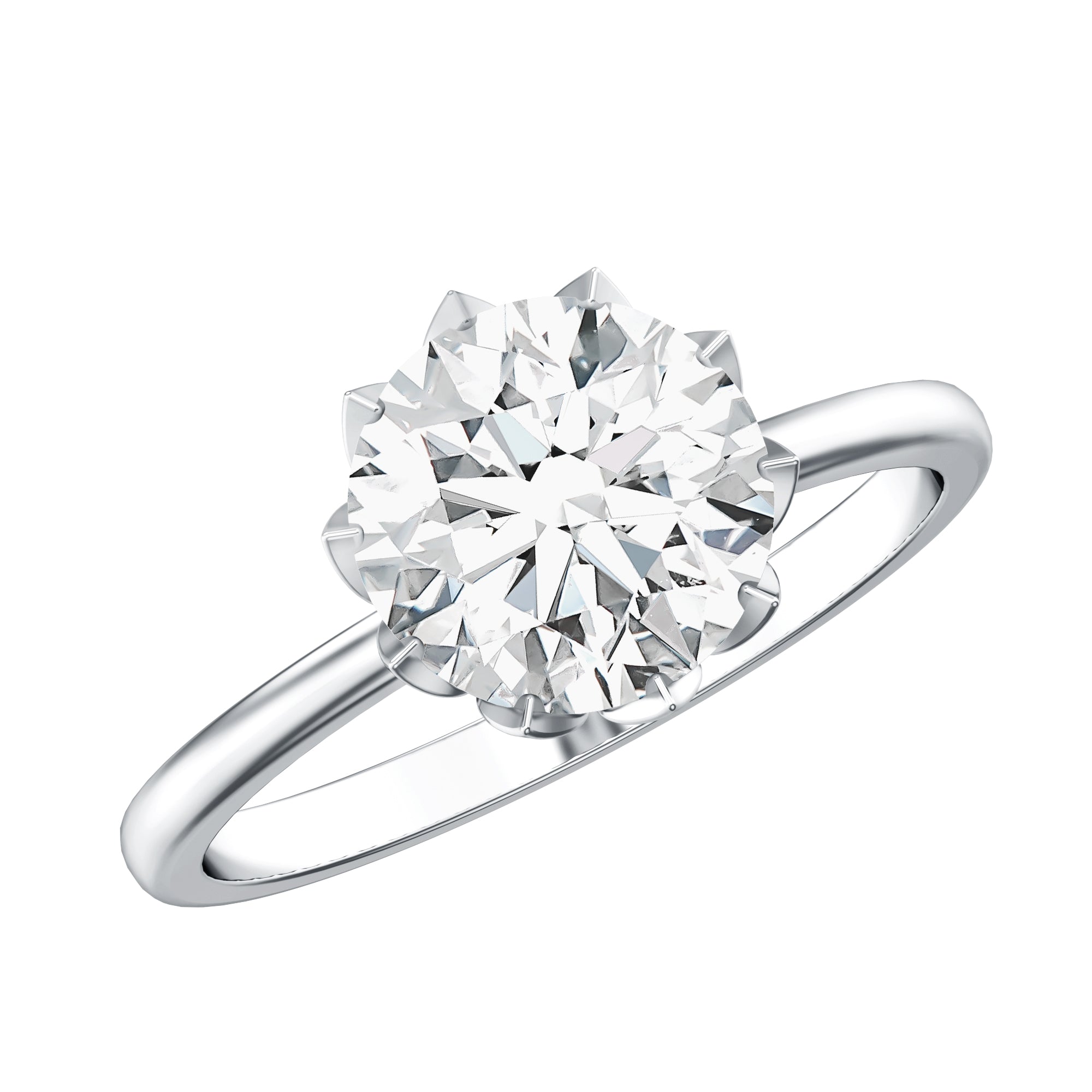 Lab Grown Diamond Ring - 3 Carat Lotus Basket Setting | IGI Certified Solitaire