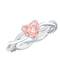 Pink Diamond Engagement Ring - 1 Carat Heart Shape Lab Grown Diamond with Crossover Shank