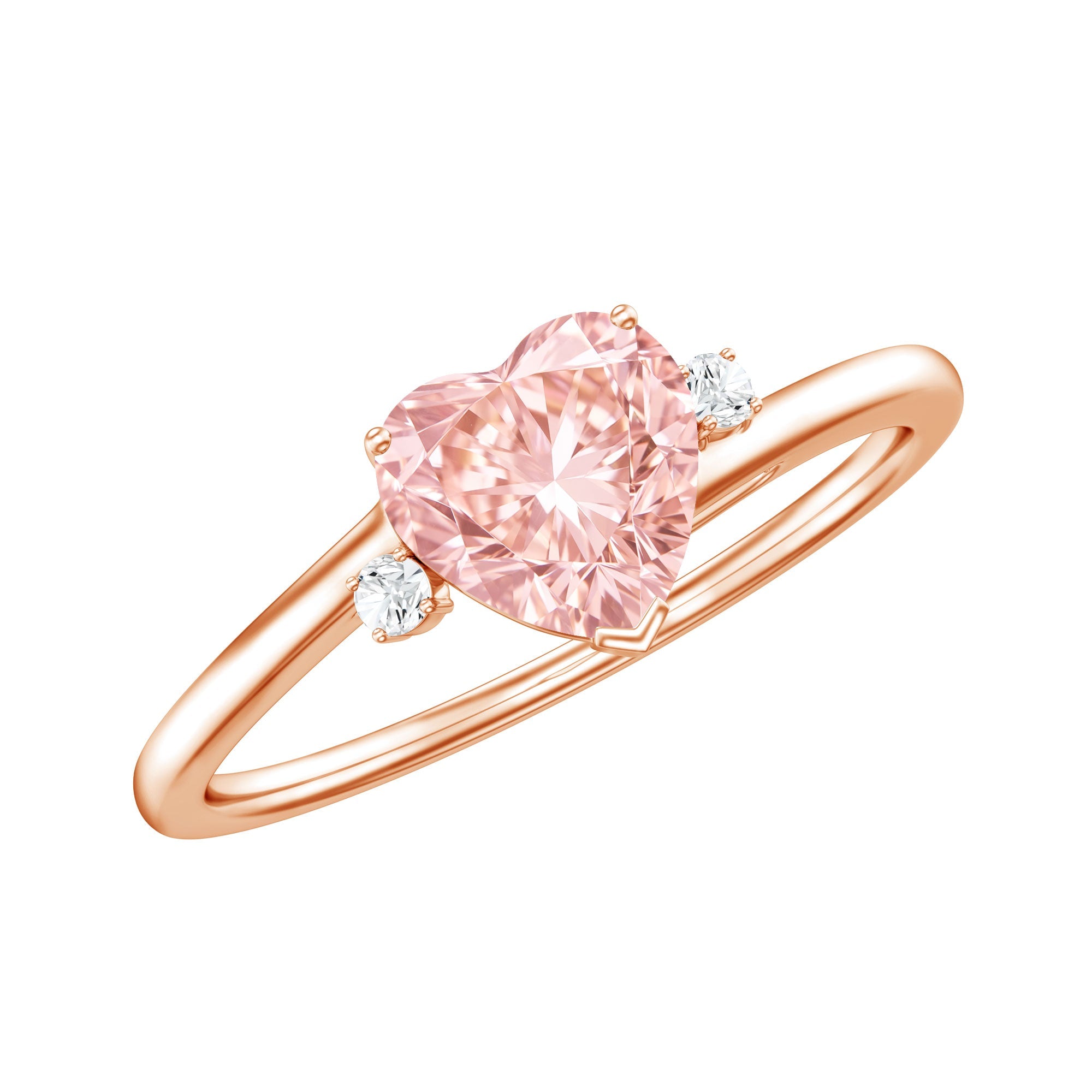 Lab Grown Pink Diamond Ring – 1 Carat Heart Cut Promise Ring Women | Rosec Jewels