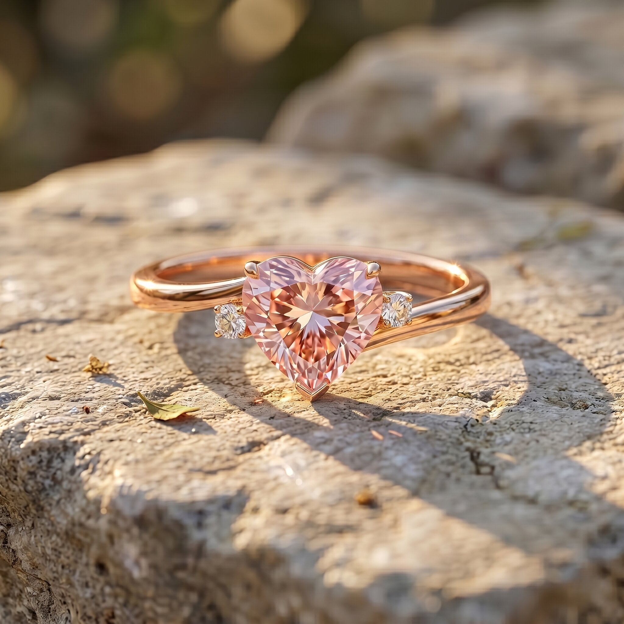 Lab Grown Pink Diamond Ring – 1 Carat Heart Cut Promise Ring Women | Rosec Jewels