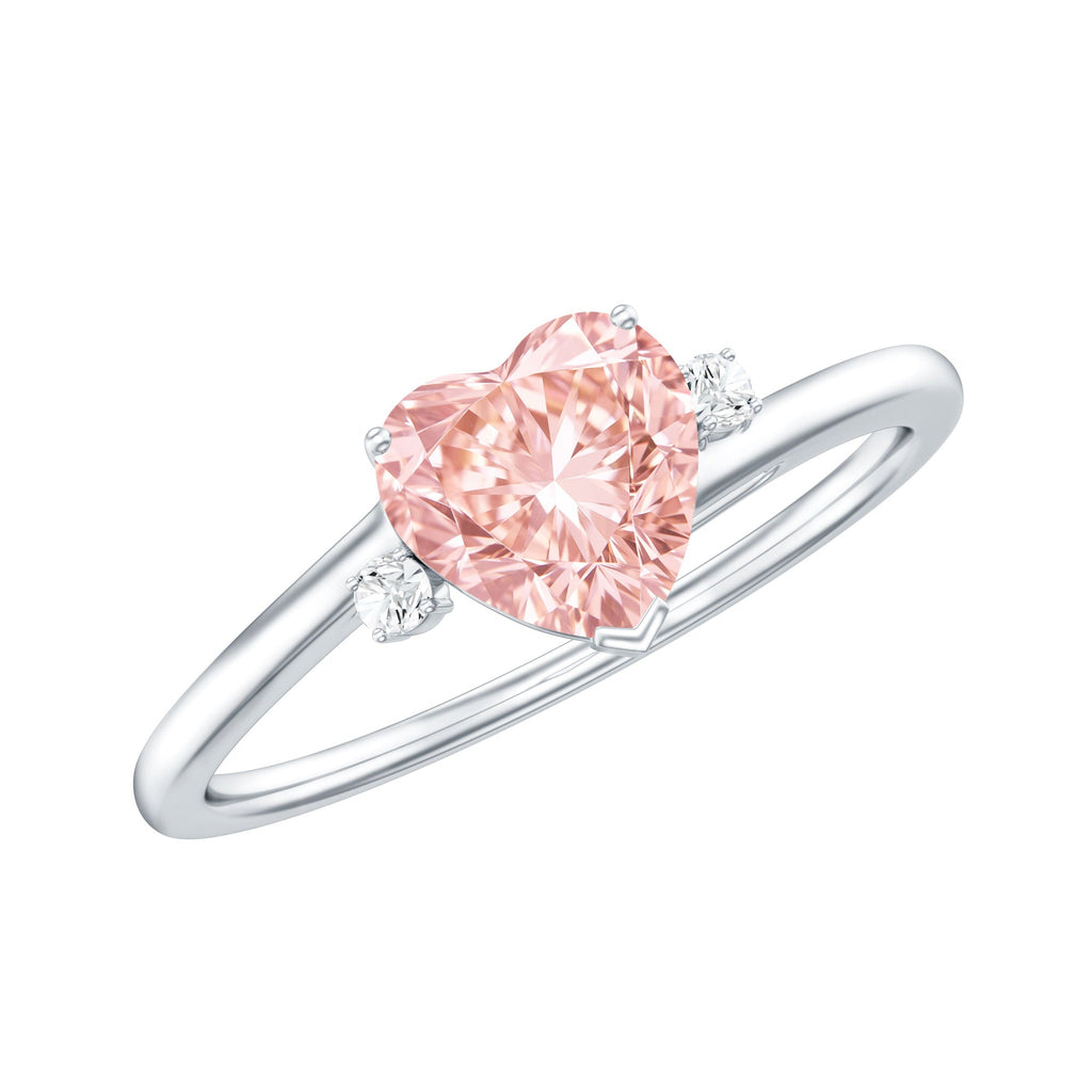Lab Grown Pink Diamond Ring – 1 Carat Heart Cut Promise Ring Women | Rosec Jewels