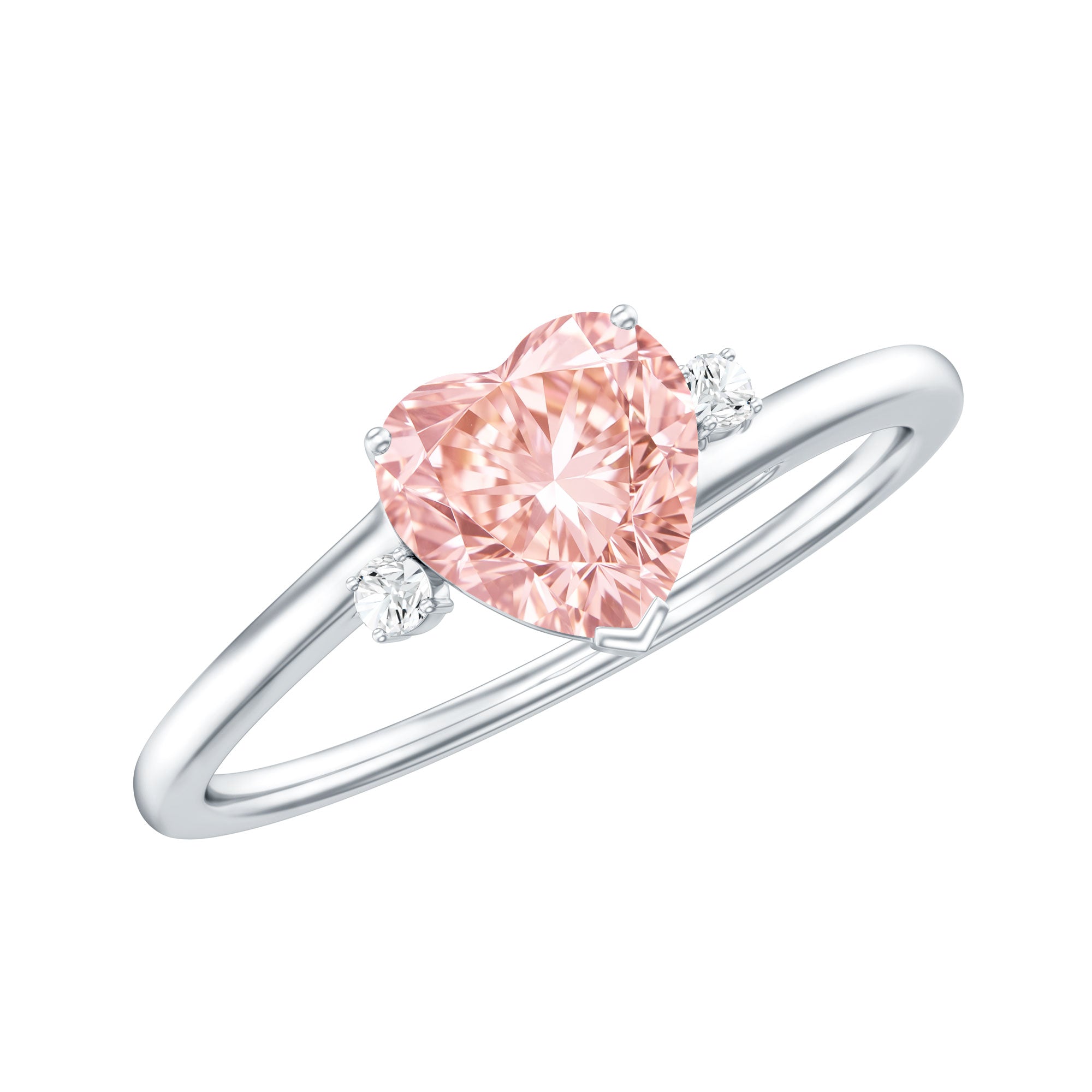 Lab Grown Pink Diamond Ring – 1 Carat Heart Cut Promise Ring Women | Rosec Jewels
