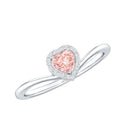 Lab Grown Pink Diamond Ring – Heart Shaped 1 Carat Halo Promise Jewelry