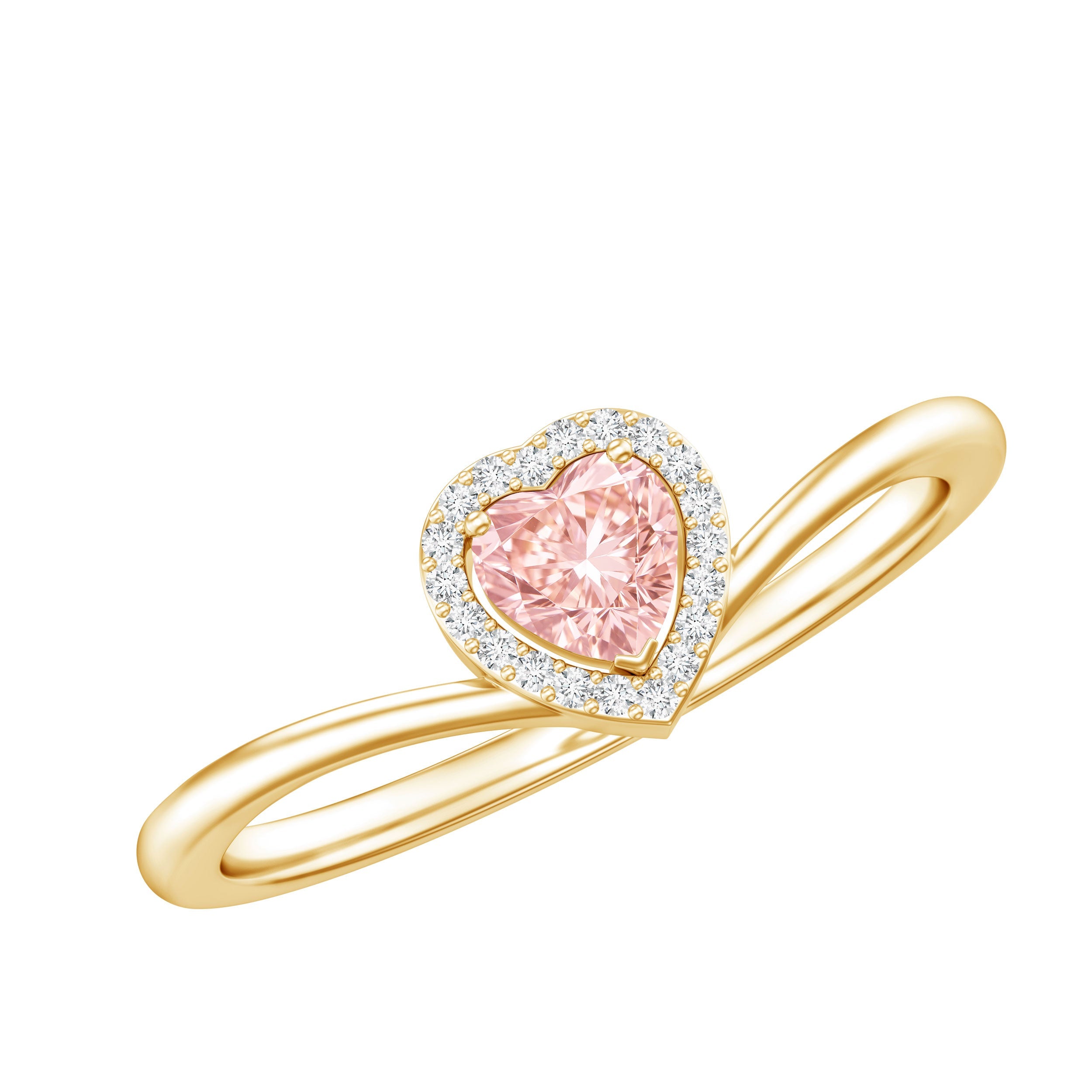 Lab Grown Pink Diamond Ring – Heart Shaped 1 Carat Halo Promise Jewelry