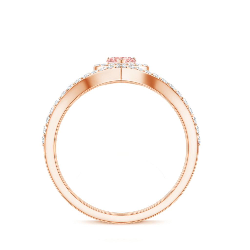Heart Shape Diamond Ring – Lab Grown Pink Diamond Wedding Ring Set with IGI Certificate