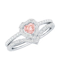 Heart Shape Diamond Ring – Lab Grown Pink Diamond Wedding Ring Set with IGI Certificate