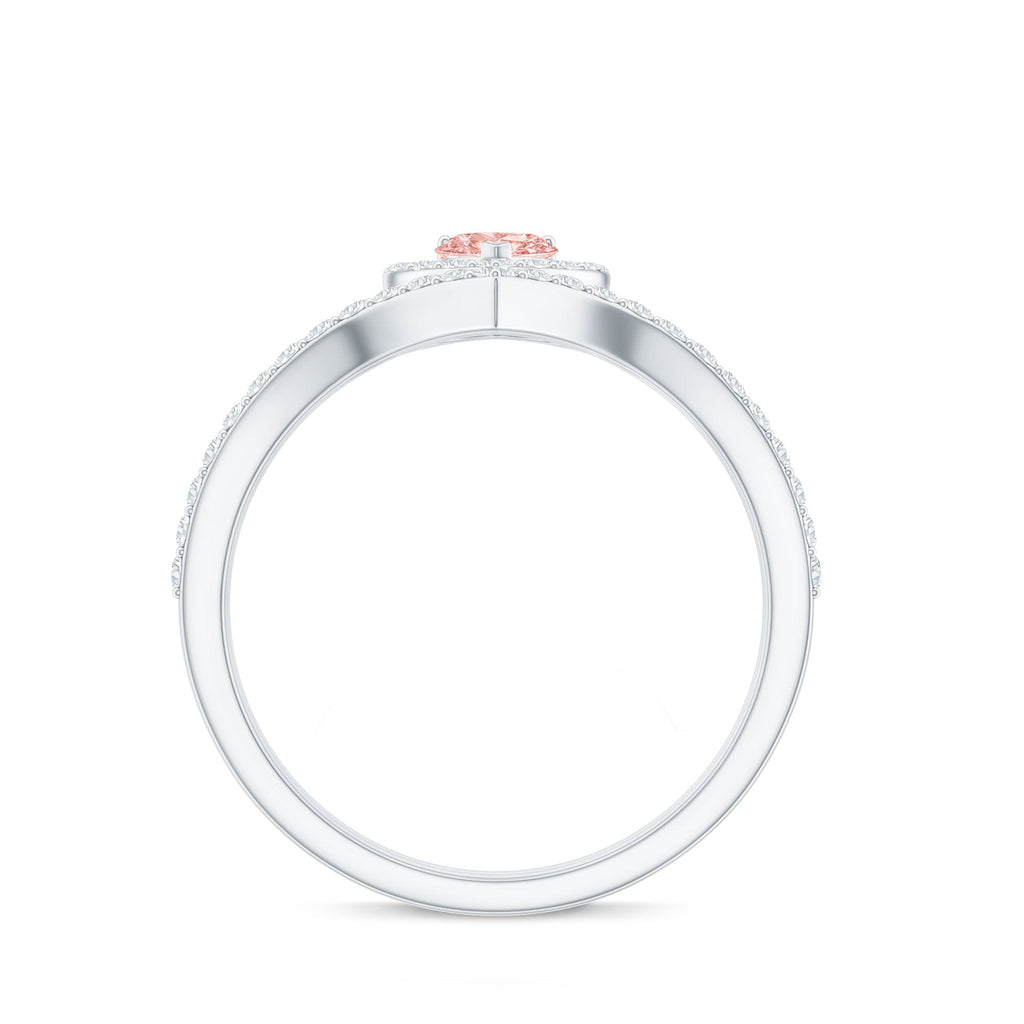 Heart Shape Diamond Ring – Lab Grown Pink Diamond Wedding Ring Set with IGI Certificate