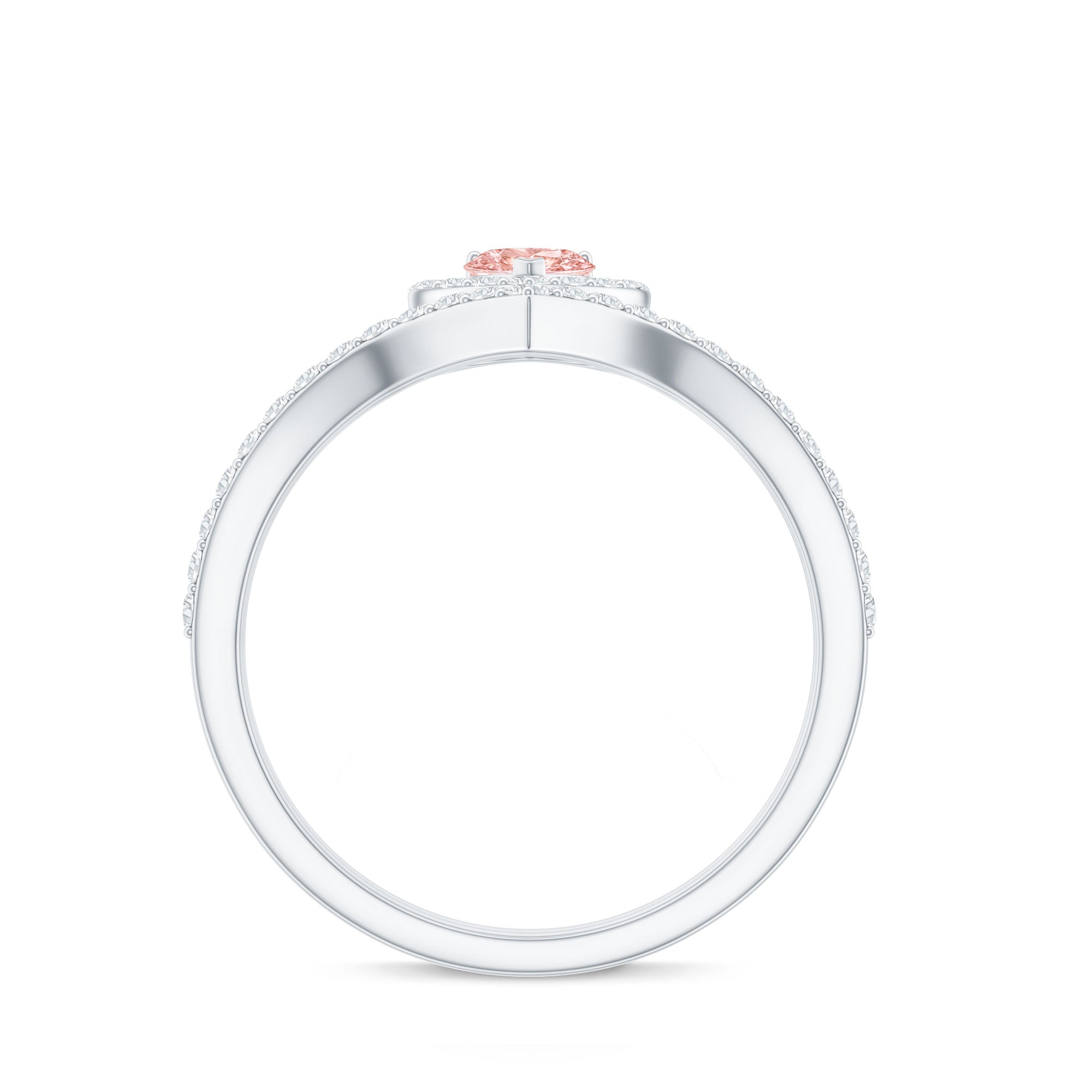 Heart Shape Diamond Ring – Lab Grown Pink Diamond Wedding Ring Set with IGI Certificate