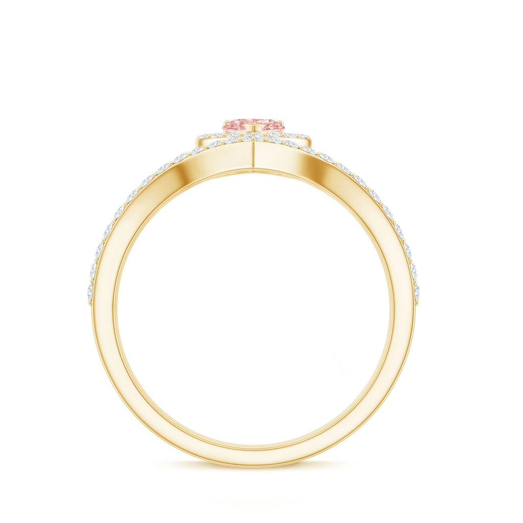 Heart Shape Diamond Ring – Lab Grown Pink Diamond Wedding Ring Set with IGI Certificate