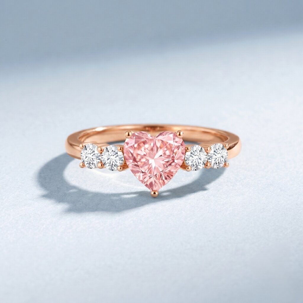 Lab Grown Pink Diamond Ring – IGI Certified Heart Shaped Diamond Promise Ring
