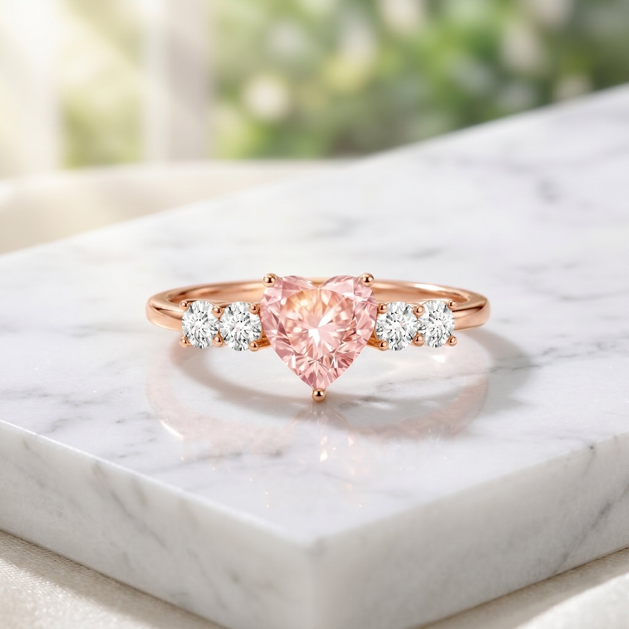 Lab Grown Pink Diamond Ring – IGI Certified Heart Shaped Diamond Promise Ring