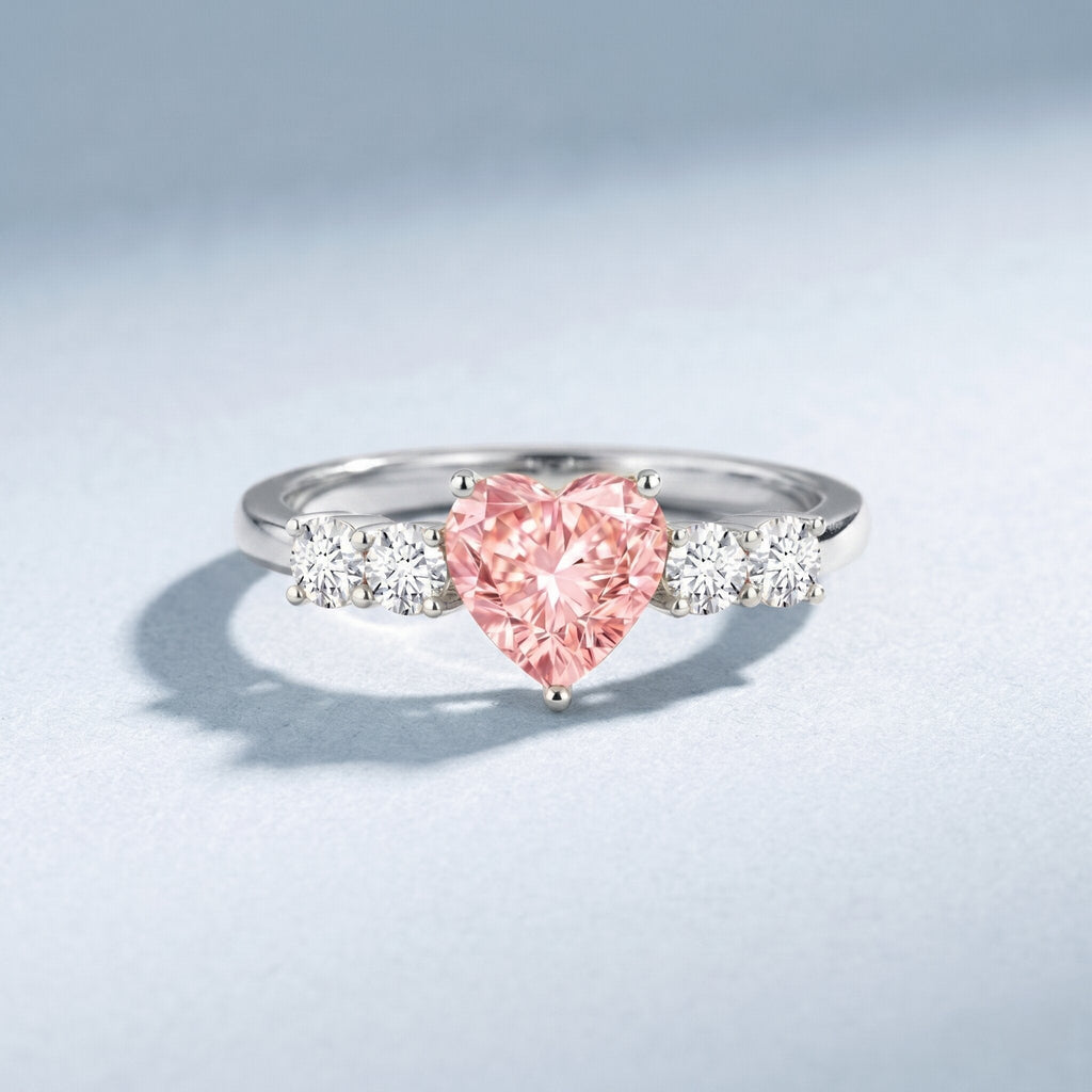 Lab Grown Pink Diamond Ring – IGI Certified Heart Shaped Diamond Promise Ring