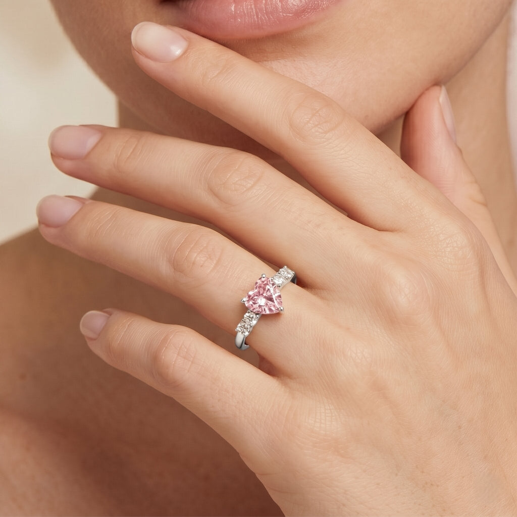 Lab Grown Pink Diamond Ring – IGI Certified Heart Shaped Diamond Promise Ring