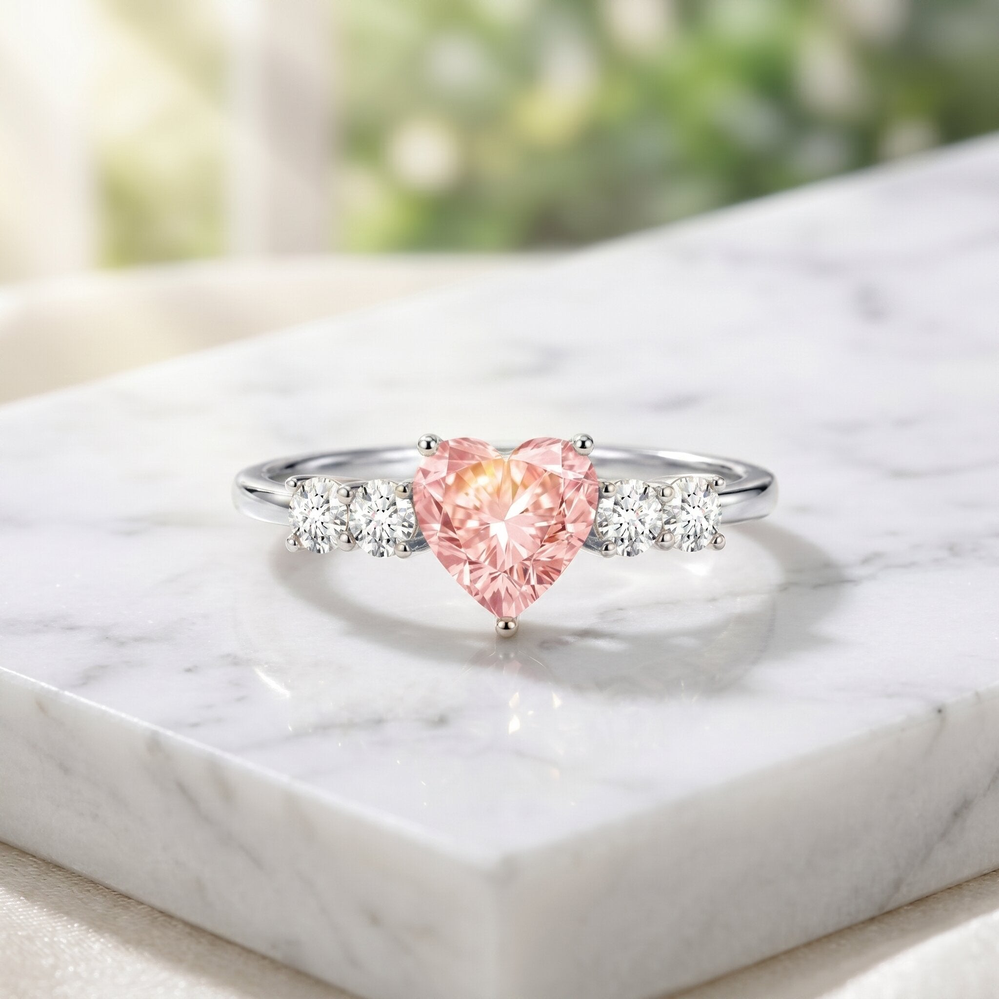 Lab Grown Pink Diamond Ring – IGI Certified Heart Shaped Diamond Promise Ring