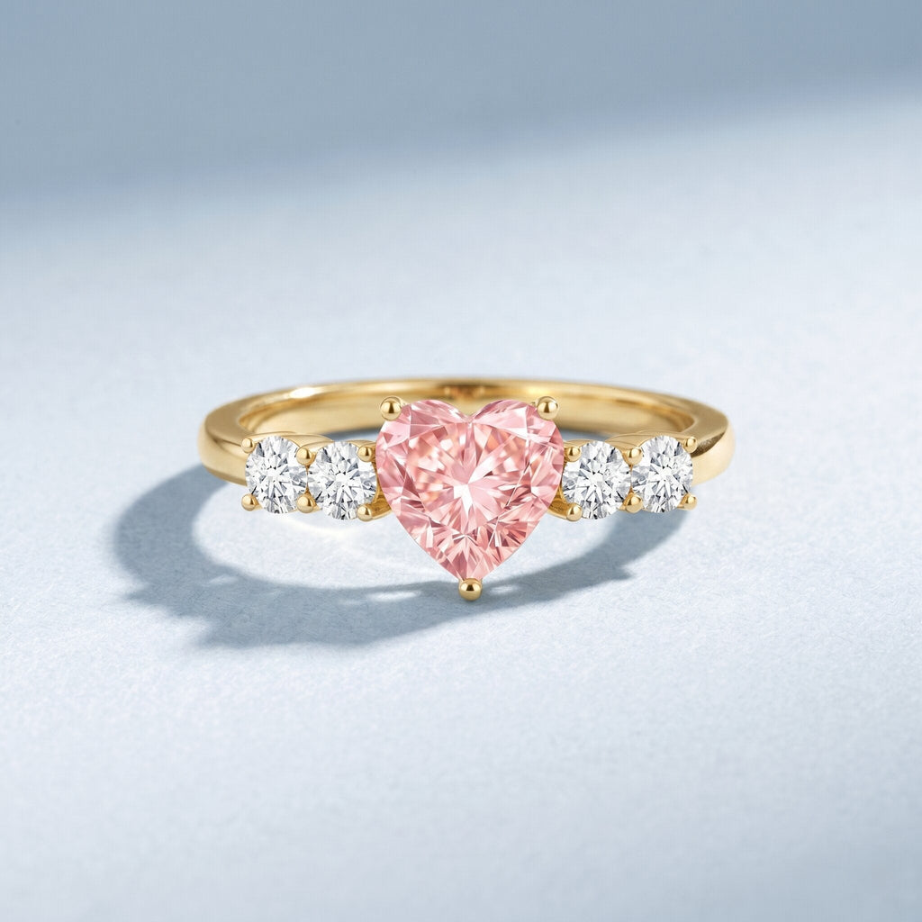 Lab Grown Pink Diamond Ring – IGI Certified Heart Shaped Diamond Promise Ring