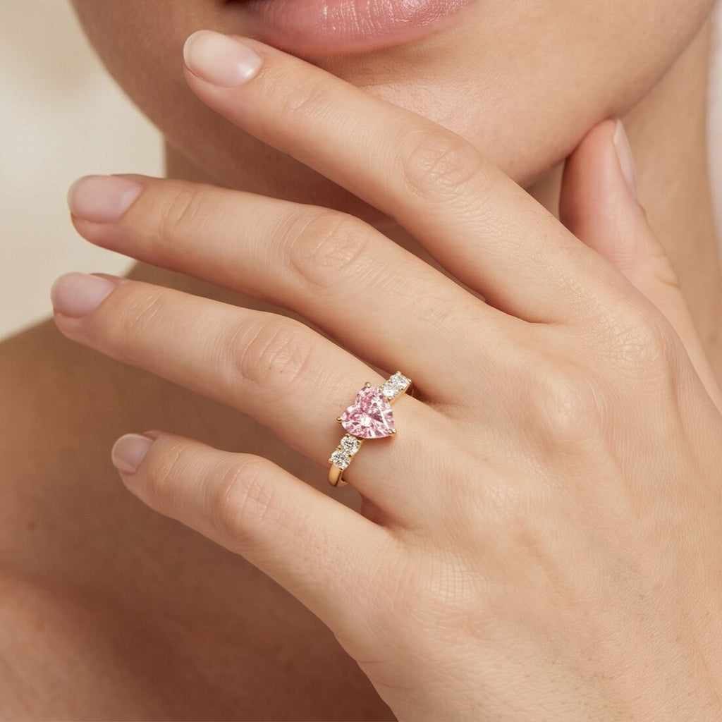 Lab Grown Pink Diamond Ring – IGI Certified Heart Shaped Diamond Promise Ring