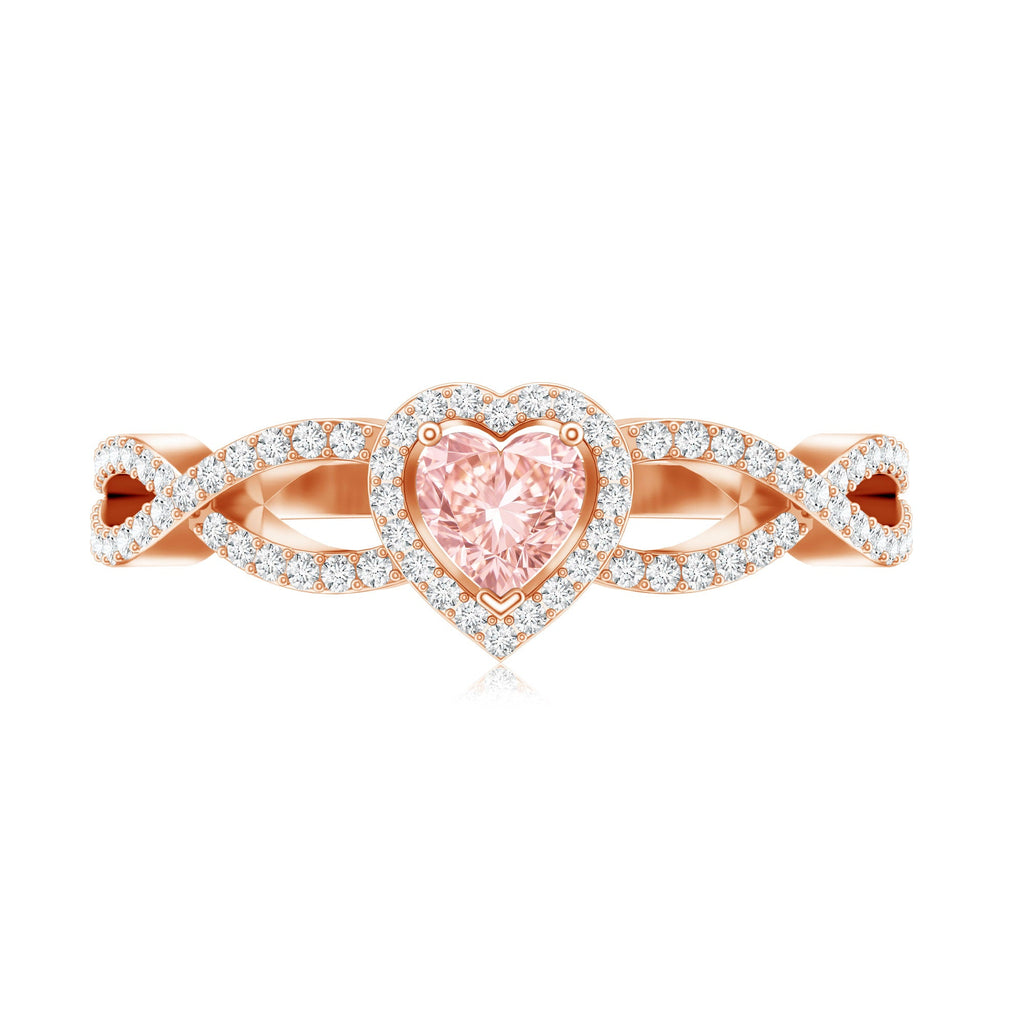 Lab Grown Pink Diamond Ring – 1 Carat Heart Shaped Classic Engagement Ring