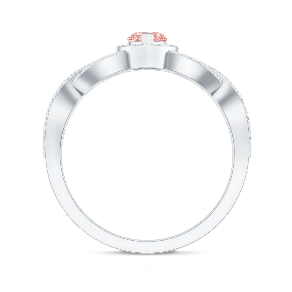 Lab Grown Pink Diamond Ring – 1 Carat Heart Shaped Classic Engagement Ring
