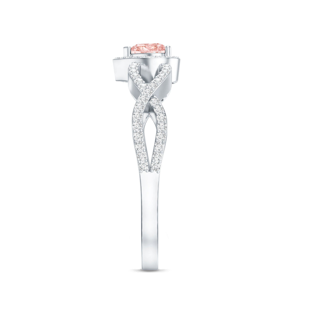 Lab Grown Pink Diamond Ring – 1 Carat Heart Shaped Classic Engagement Ring
