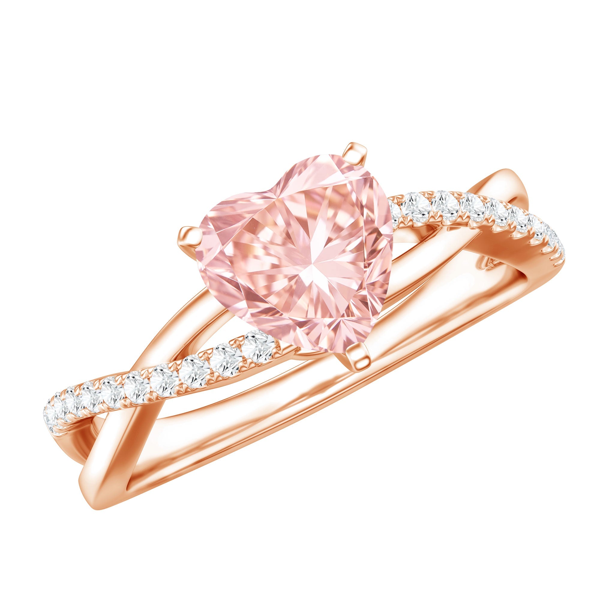 Lab Grown Pink Diamond Ring - 1 Carat Heart Shape Solitaire Engagement Ring