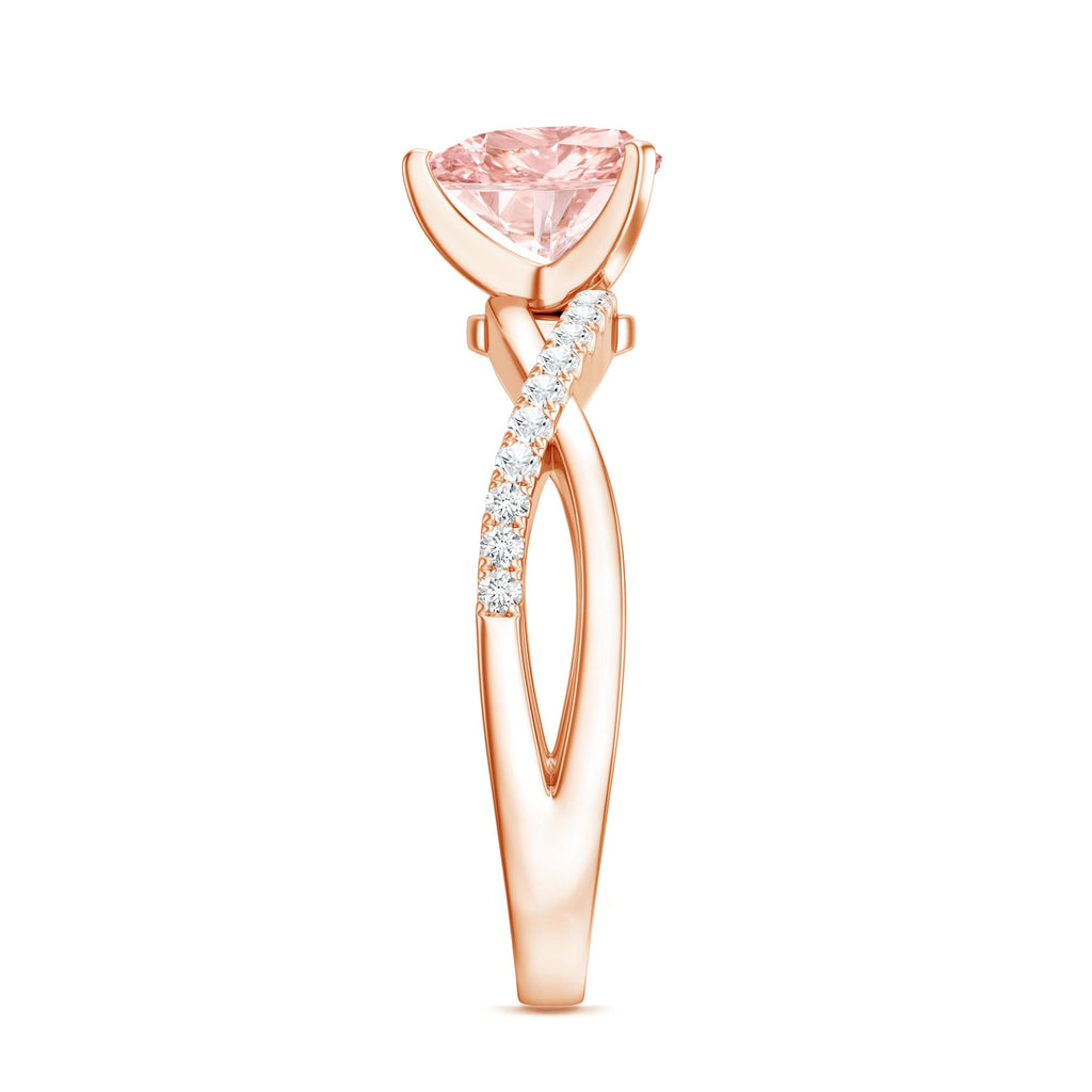 Lab Grown Pink Diamond Ring - 1 Carat Heart Shape Solitaire Engagement Ring