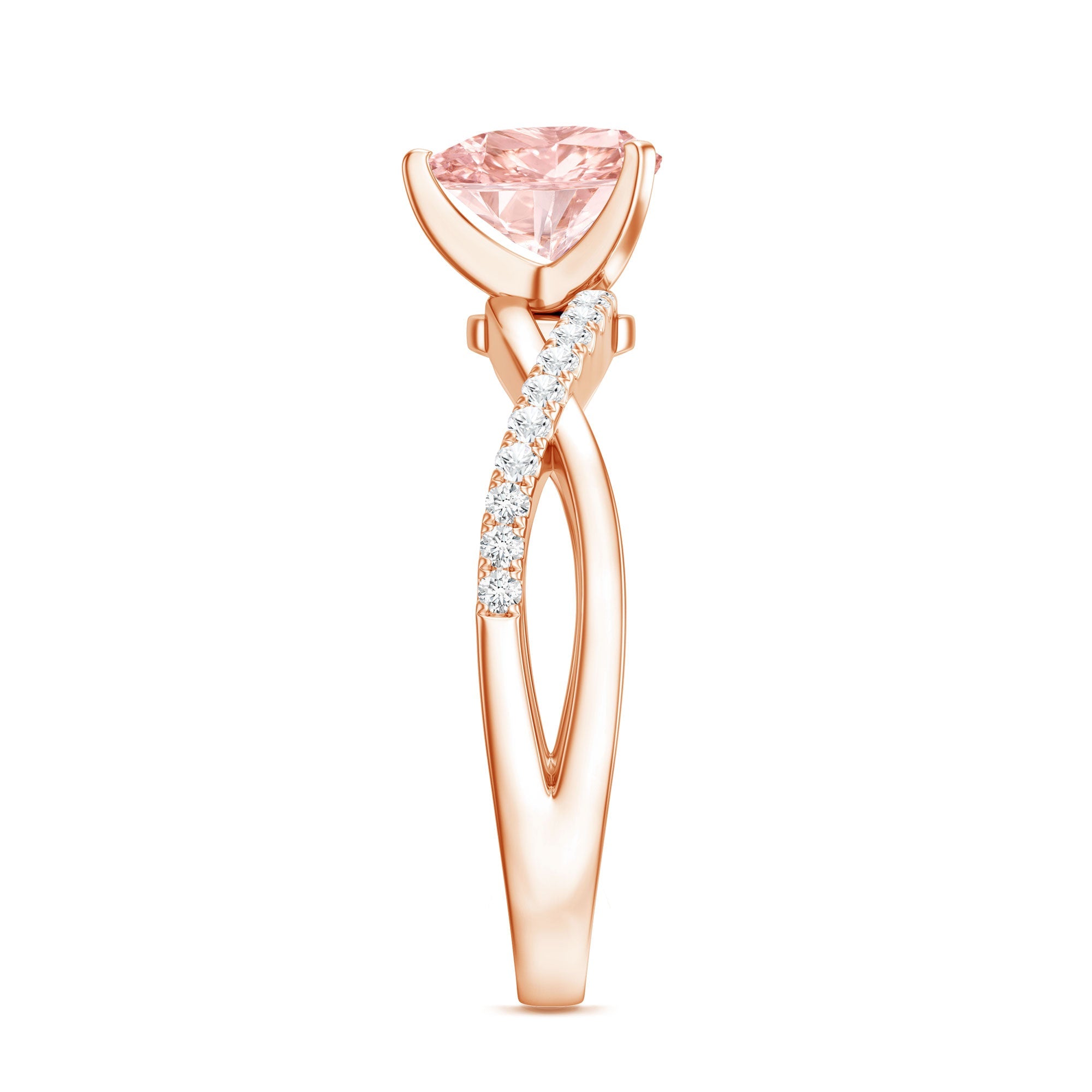 Lab Grown Pink Diamond Ring - 1 Carat Heart Shape Solitaire Engagement Ring