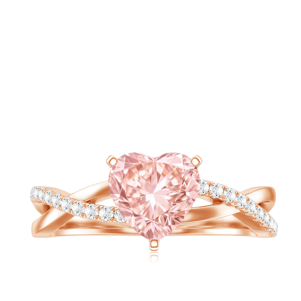 Lab Grown Pink Diamond Ring - 1 Carat Heart Shape Solitaire Engagement Ring