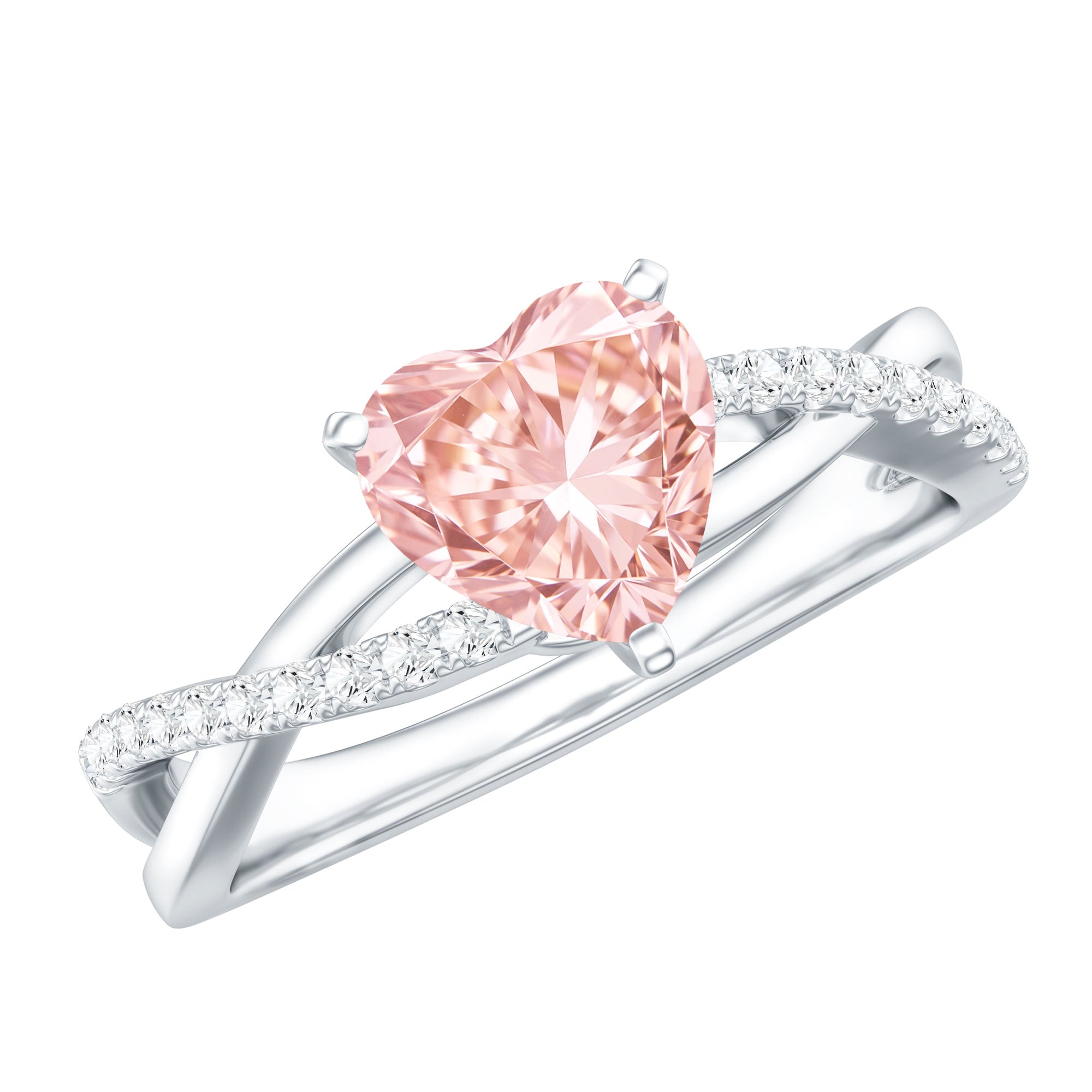 Lab Grown Pink Diamond Ring - 1 Carat Heart Shape Solitaire Engagement Ring
