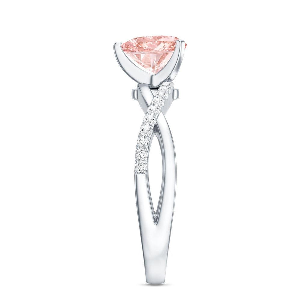 Lab Grown Pink Diamond Ring - 1 Carat Heart Shape Solitaire Engagement Ring