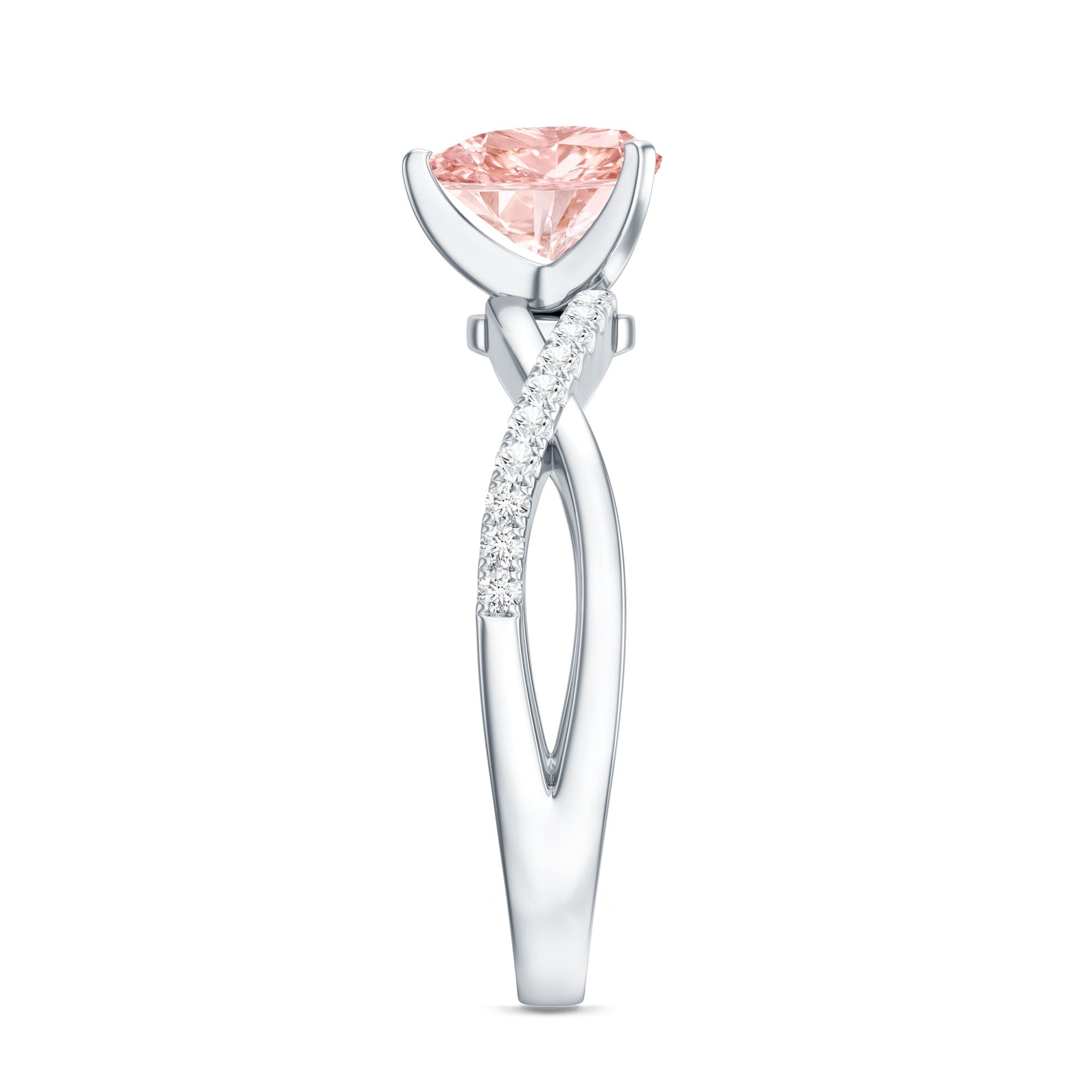 Lab Grown Pink Diamond Ring - 1 Carat Heart Shape Solitaire Engagement Ring