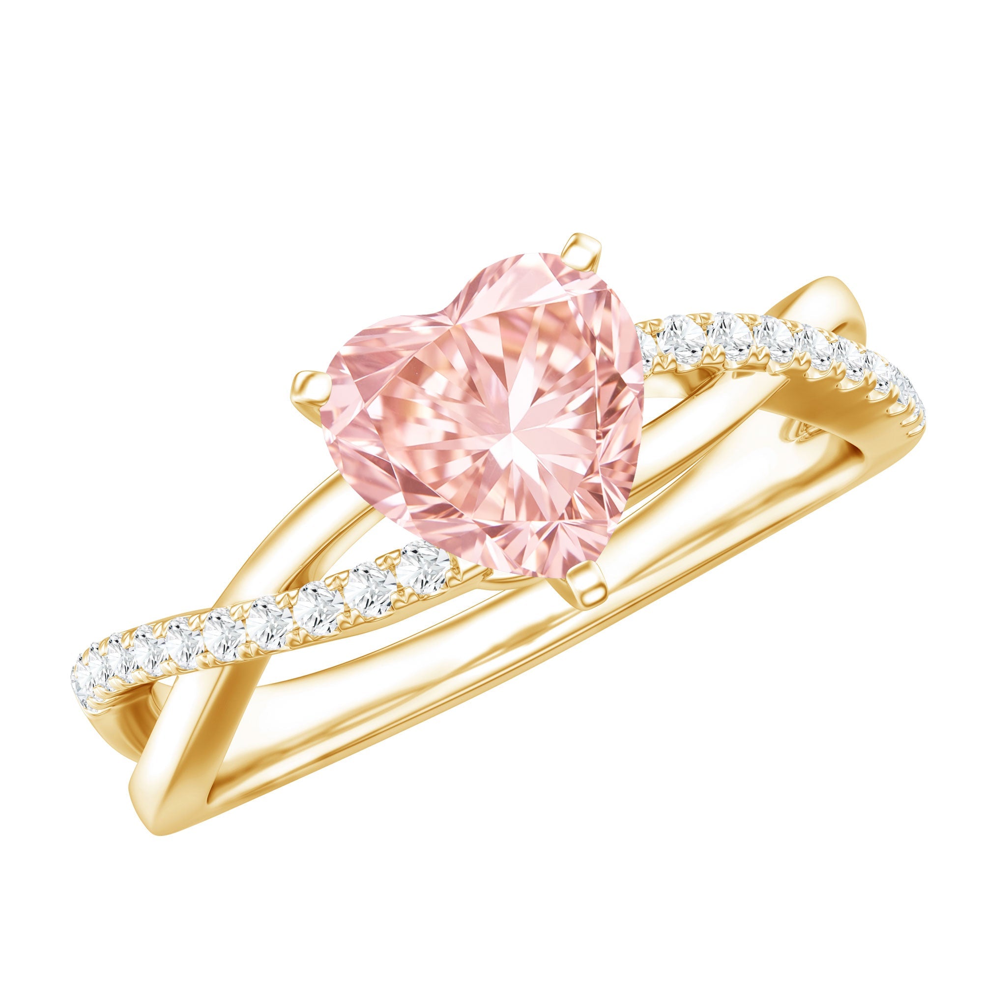 Lab Grown Pink Diamond Ring - 1 Carat Heart Shape Solitaire Engagement Ring