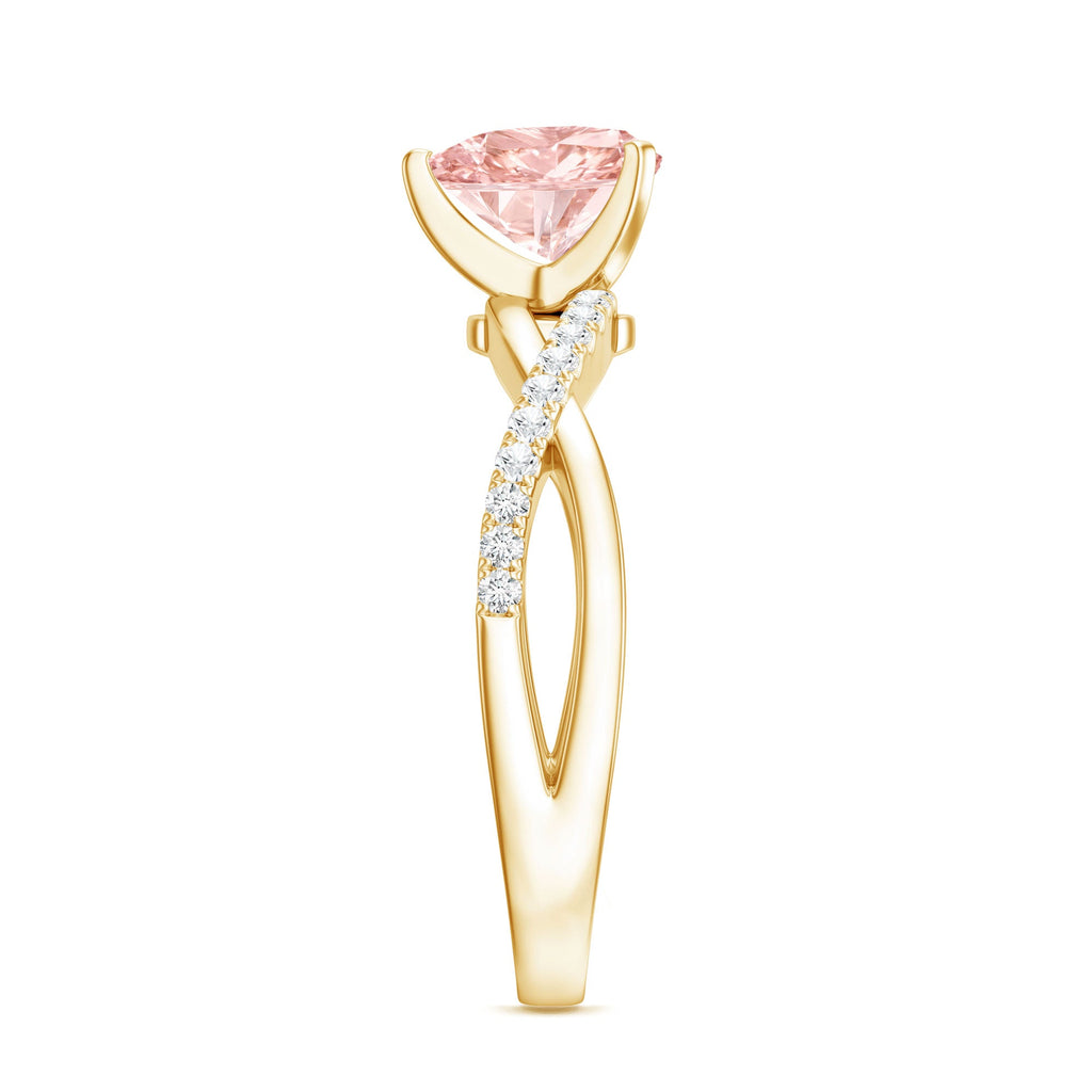 Lab Grown Pink Diamond Ring - 1 Carat Heart Shape Solitaire Engagement Ring
