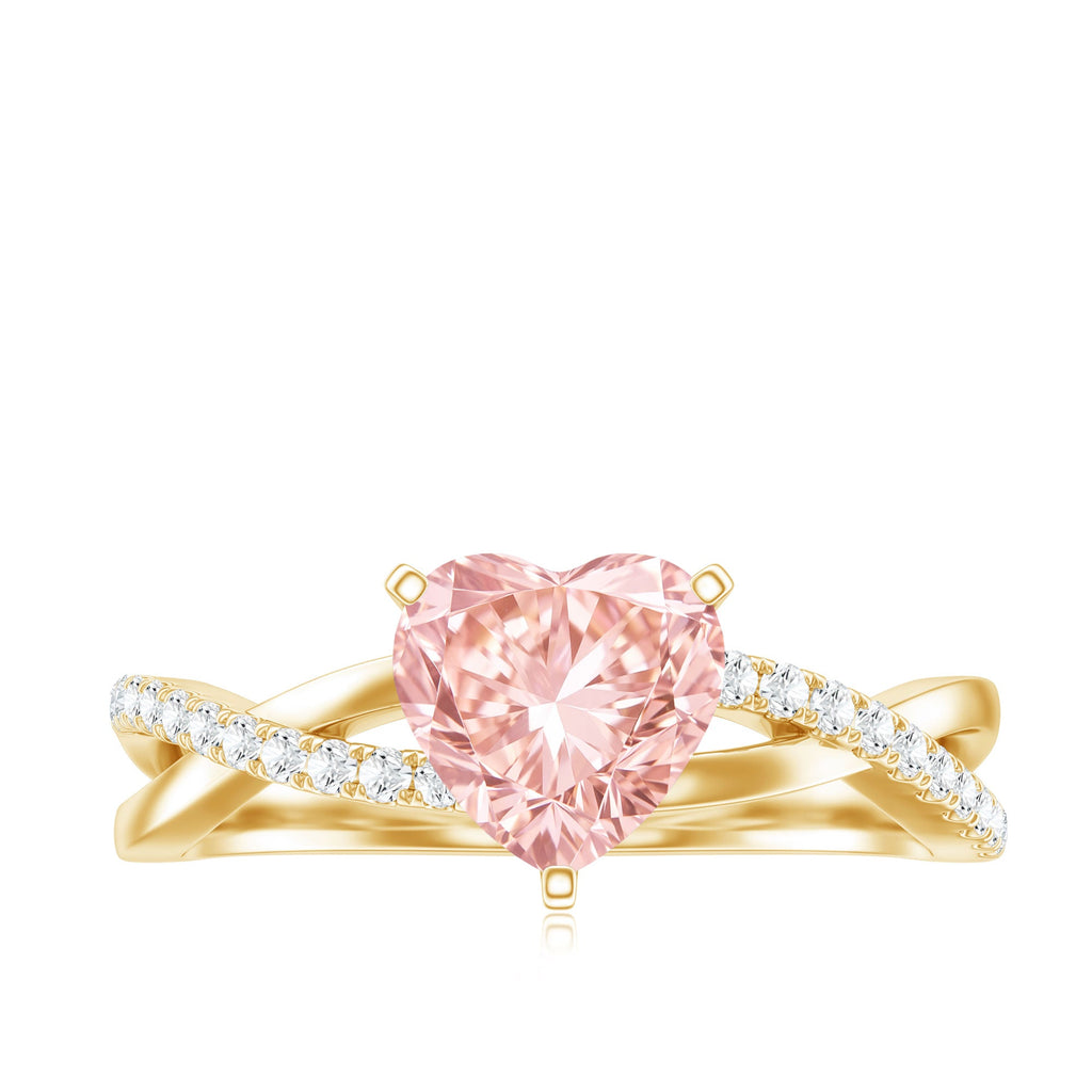 Lab Grown Pink Diamond Ring - 1 Carat Heart Shape Solitaire Engagement Ring