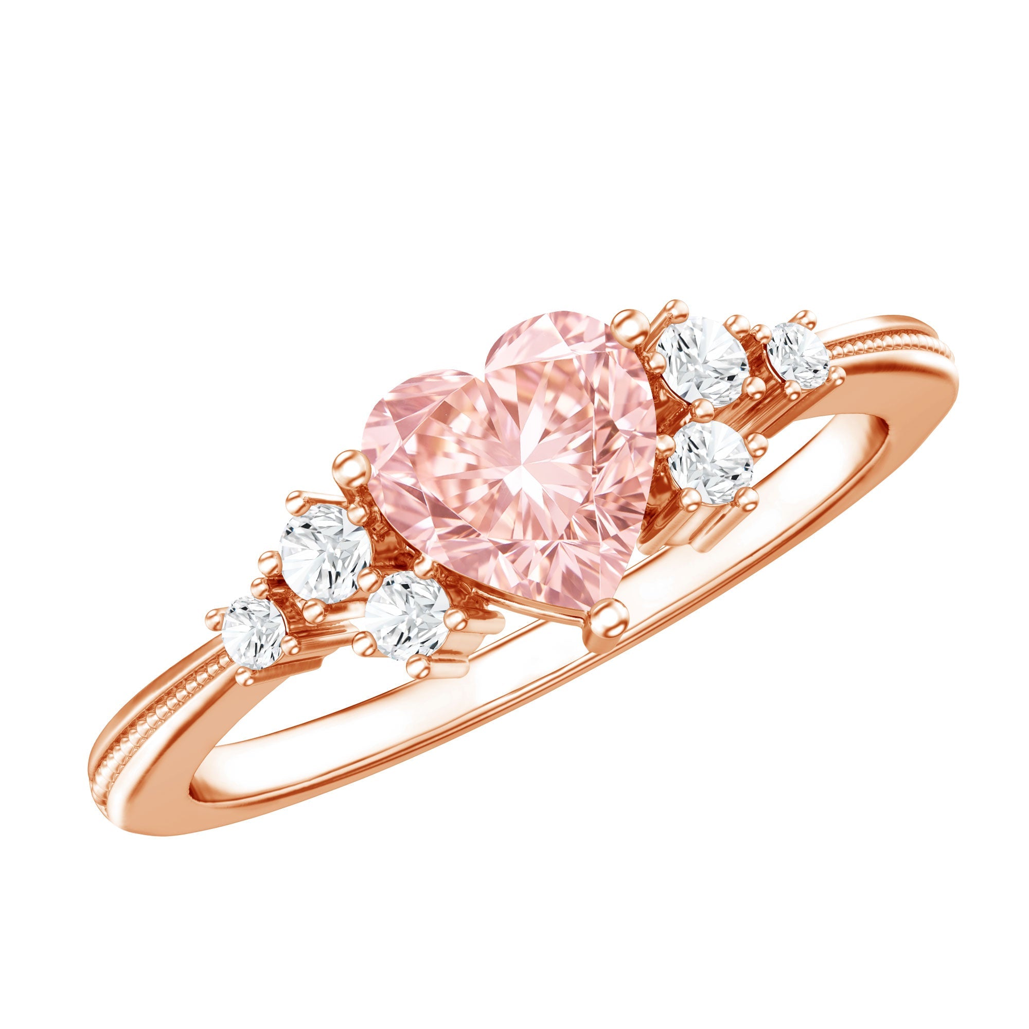 Lab Grown Pink Diamond Ring – 1 Carat Heart Shape Engagement Ring | IGI Certified