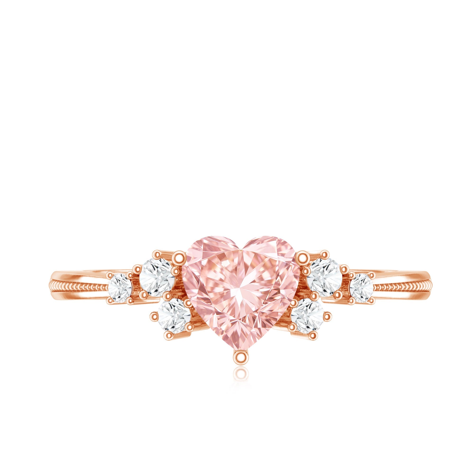 Lab Grown Pink Diamond Ring – 1 Carat Heart Shape Engagement Ring | IGI Certified