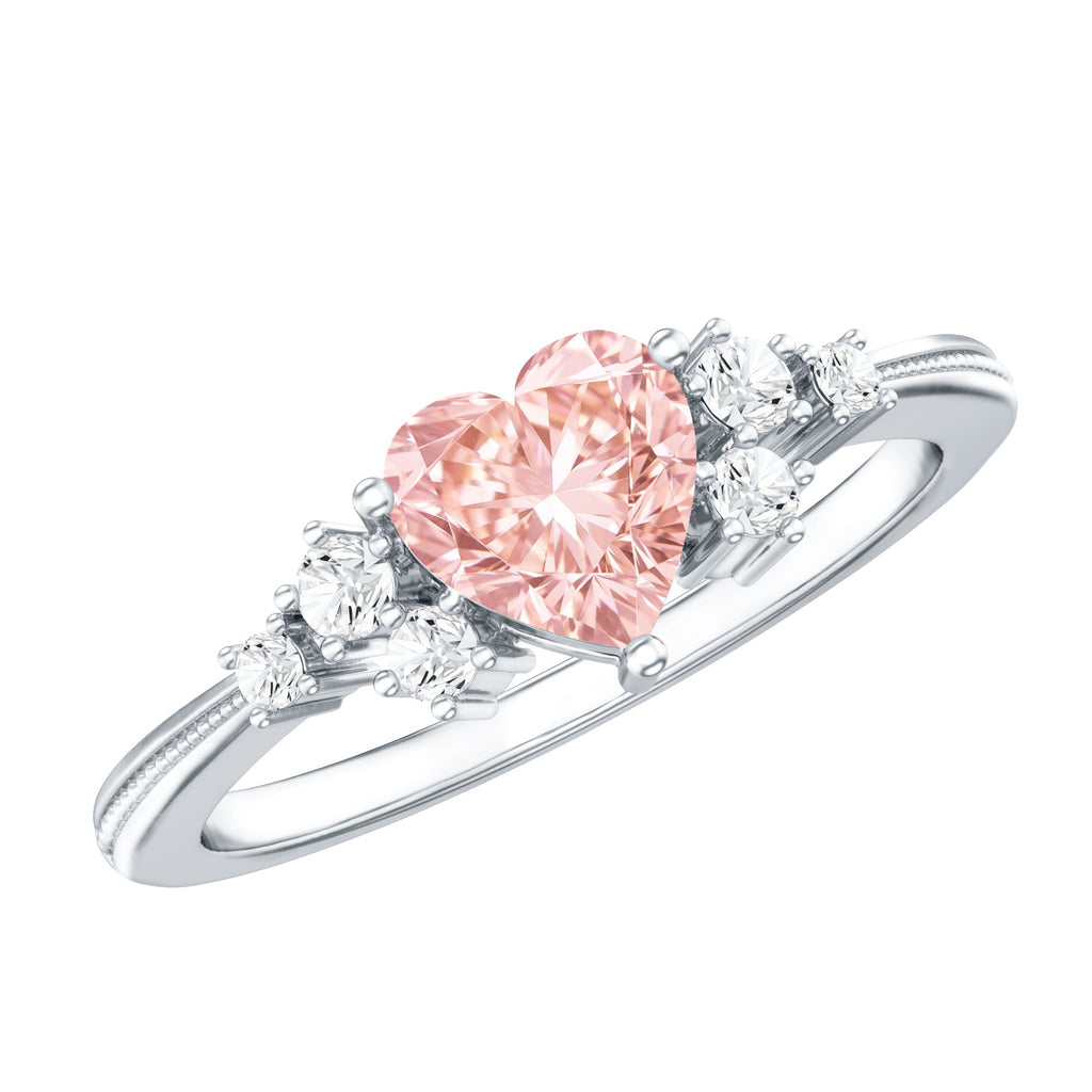 Lab Grown Pink Diamond Ring – 1 Carat Heart Shape Engagement Ring | IGI Certified
