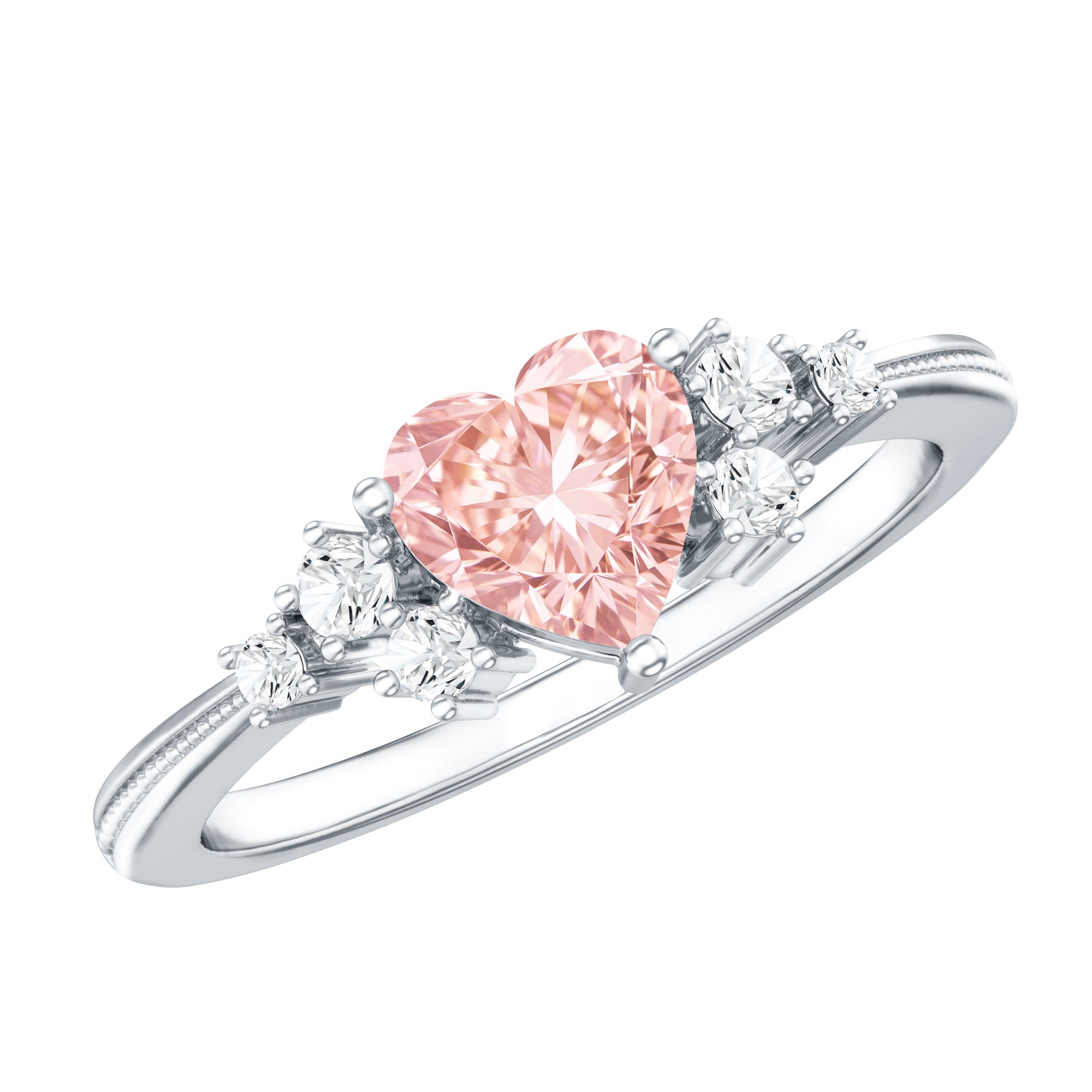 Lab Grown Pink Diamond Ring – 1 Carat Heart Shape Engagement Ring | IGI Certified