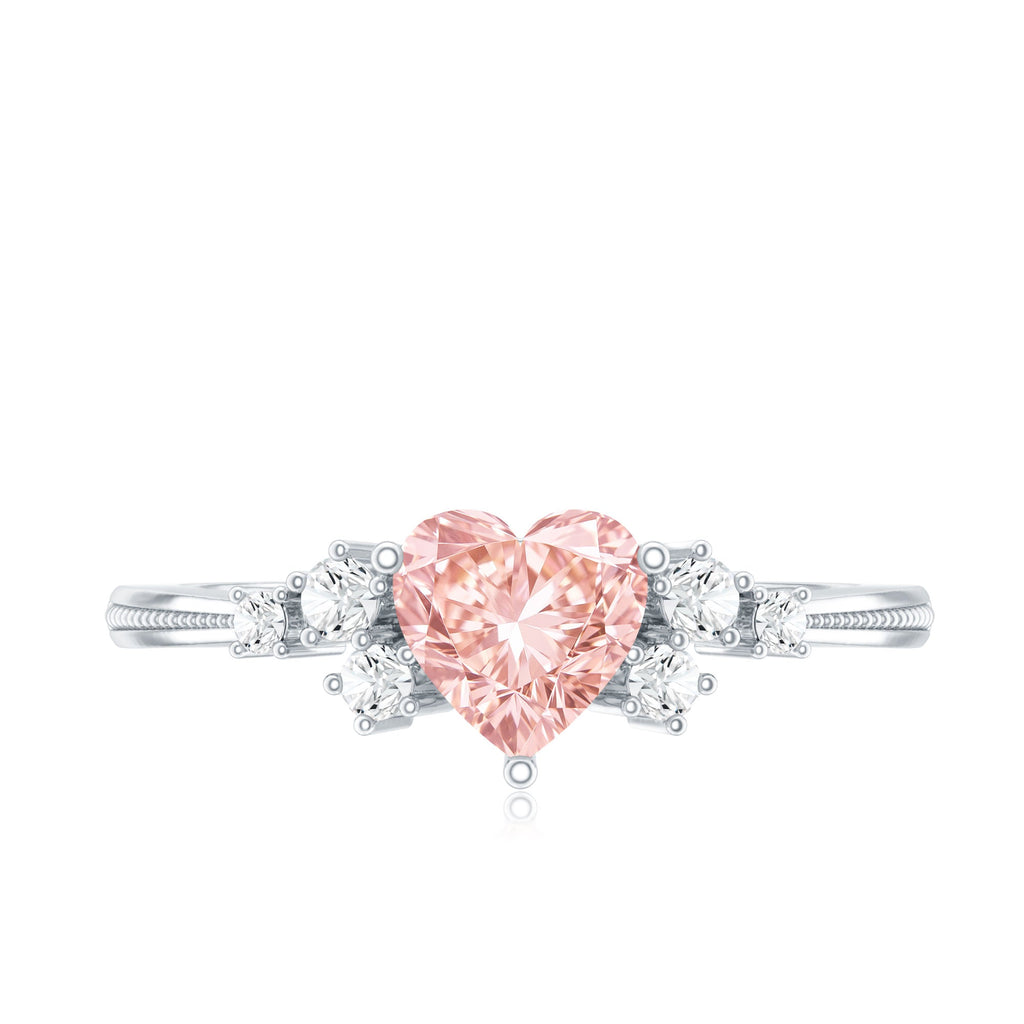 Lab Grown Pink Diamond Ring – 1 Carat Heart Shape Engagement Ring | IGI Certified