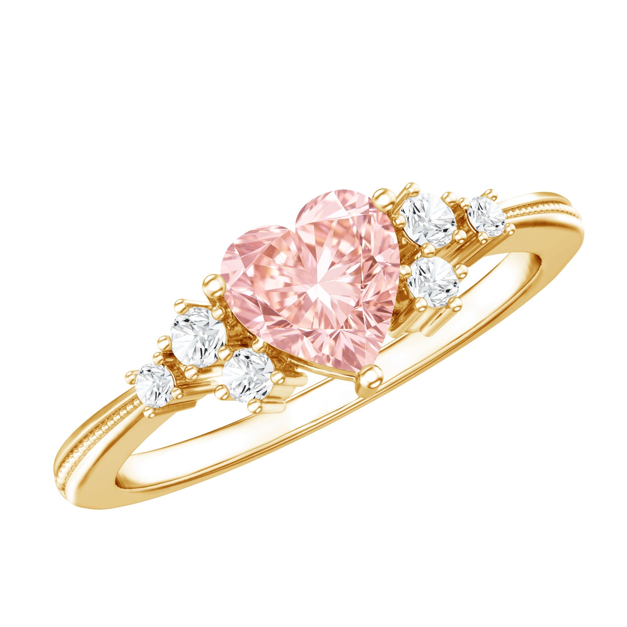 Lab Grown Pink Diamond Ring – 1 Carat Heart Shape Engagement Ring | IGI Certified
