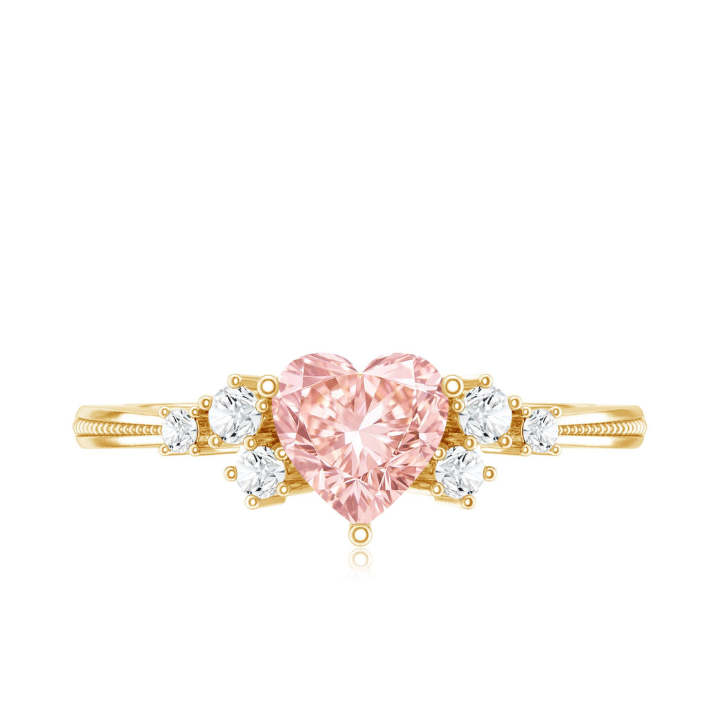 Lab Grown Pink Diamond Ring – 1 Carat Heart Shape Engagement Ring | IGI Certified