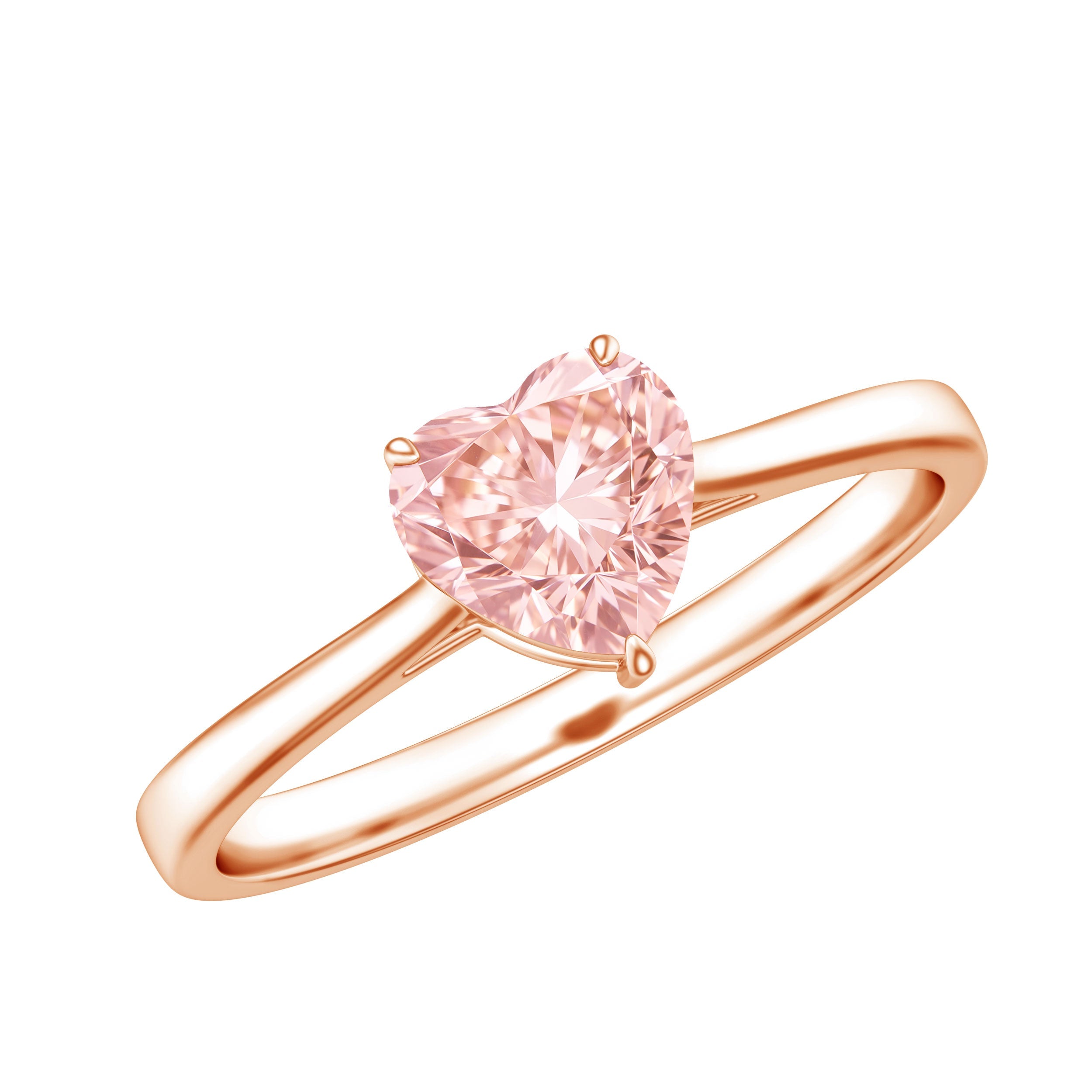 Lab Grown Pink Diamond Ring - 1 Carat Heart Shaped Solitaire Promise Ring