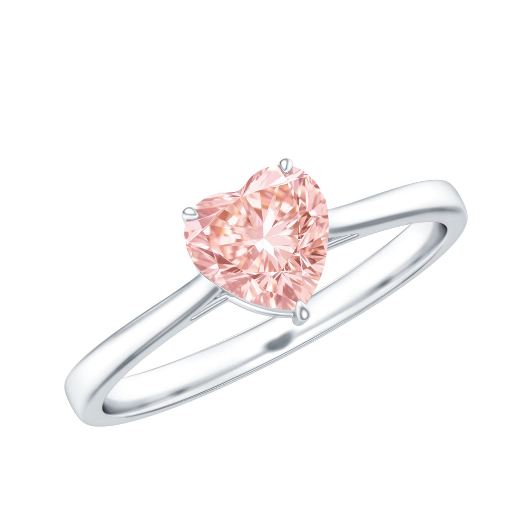 Lab Grown Pink Diamond Ring - 1 Carat Heart Shaped Solitaire Promise Ring