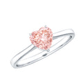 Lab Grown Pink Diamond Ring - 1 Carat Heart Shaped Solitaire Promise Ring
