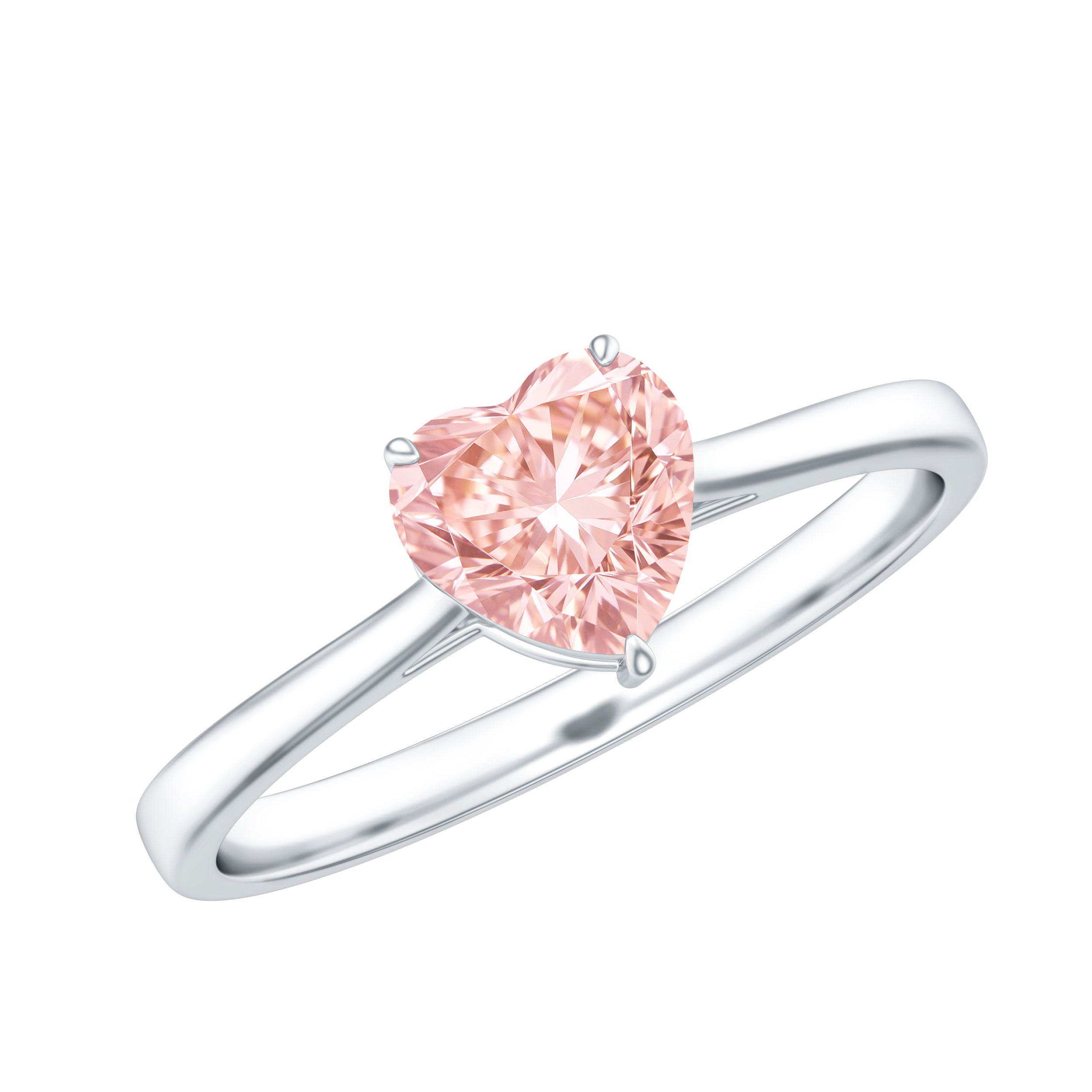 Lab Grown Pink Diamond Ring - 1 Carat Heart Shaped Solitaire Promise Ring