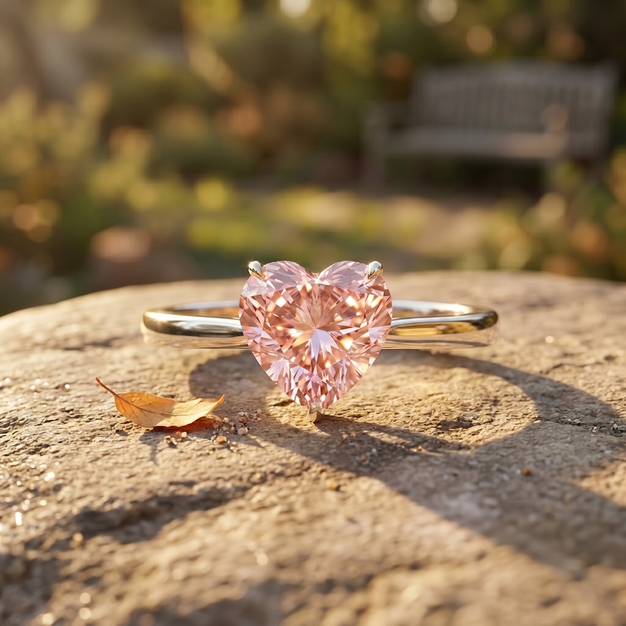 Lab Grown Pink Diamond Ring - 1 Carat Heart Shaped Solitaire Promise Ring