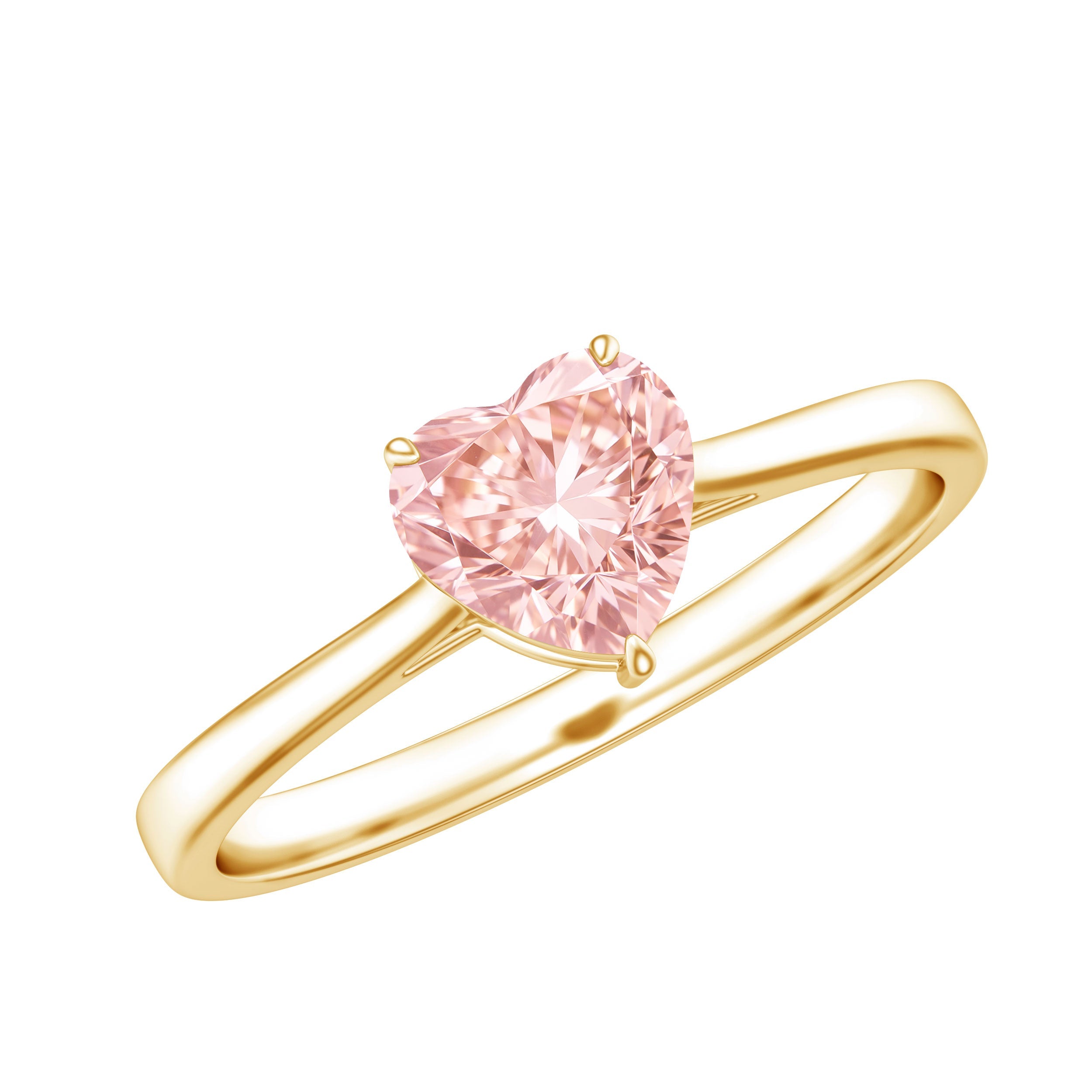 Lab Grown Pink Diamond Ring - 1 Carat Heart Shaped Solitaire Promise Ring