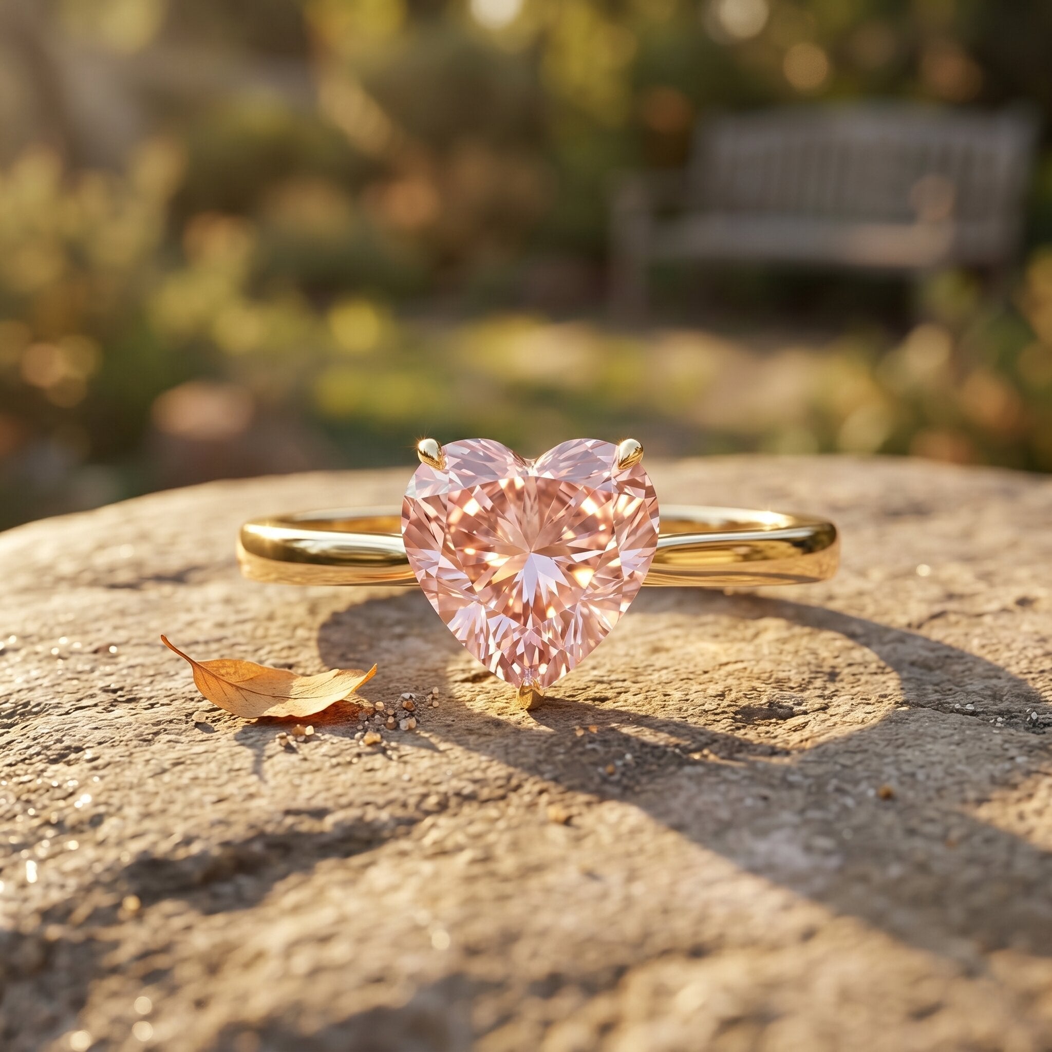 Lab Grown Pink Diamond Ring - 1 Carat Heart Shaped Solitaire Promise Ring