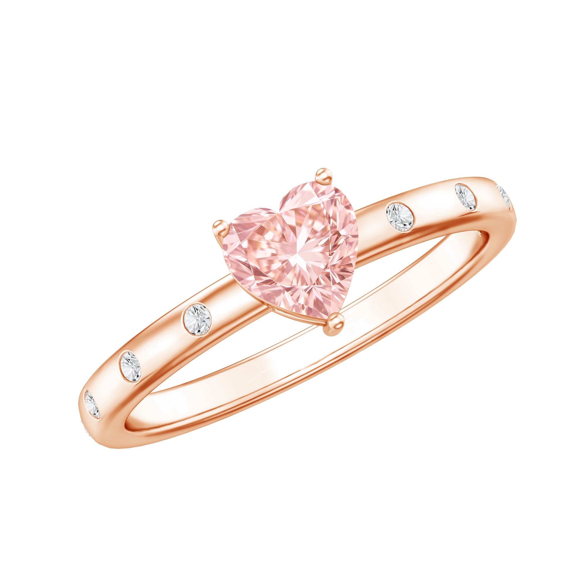 Pink Diamond Engagement Ring – 1 Carat Lab Grown Solitaire Heart Shaped Ring