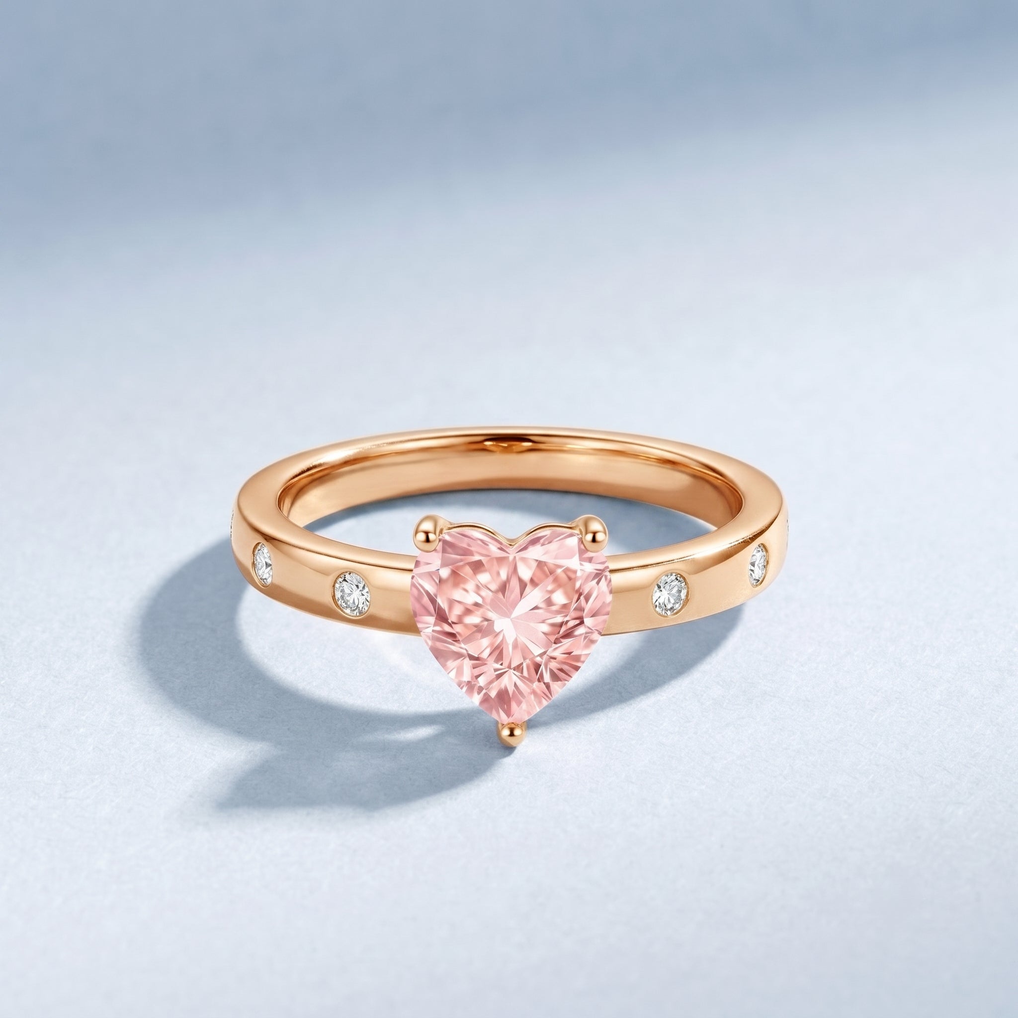 Pink Diamond Engagement Ring – 1 Carat Lab Grown Solitaire Heart Shaped Ring
